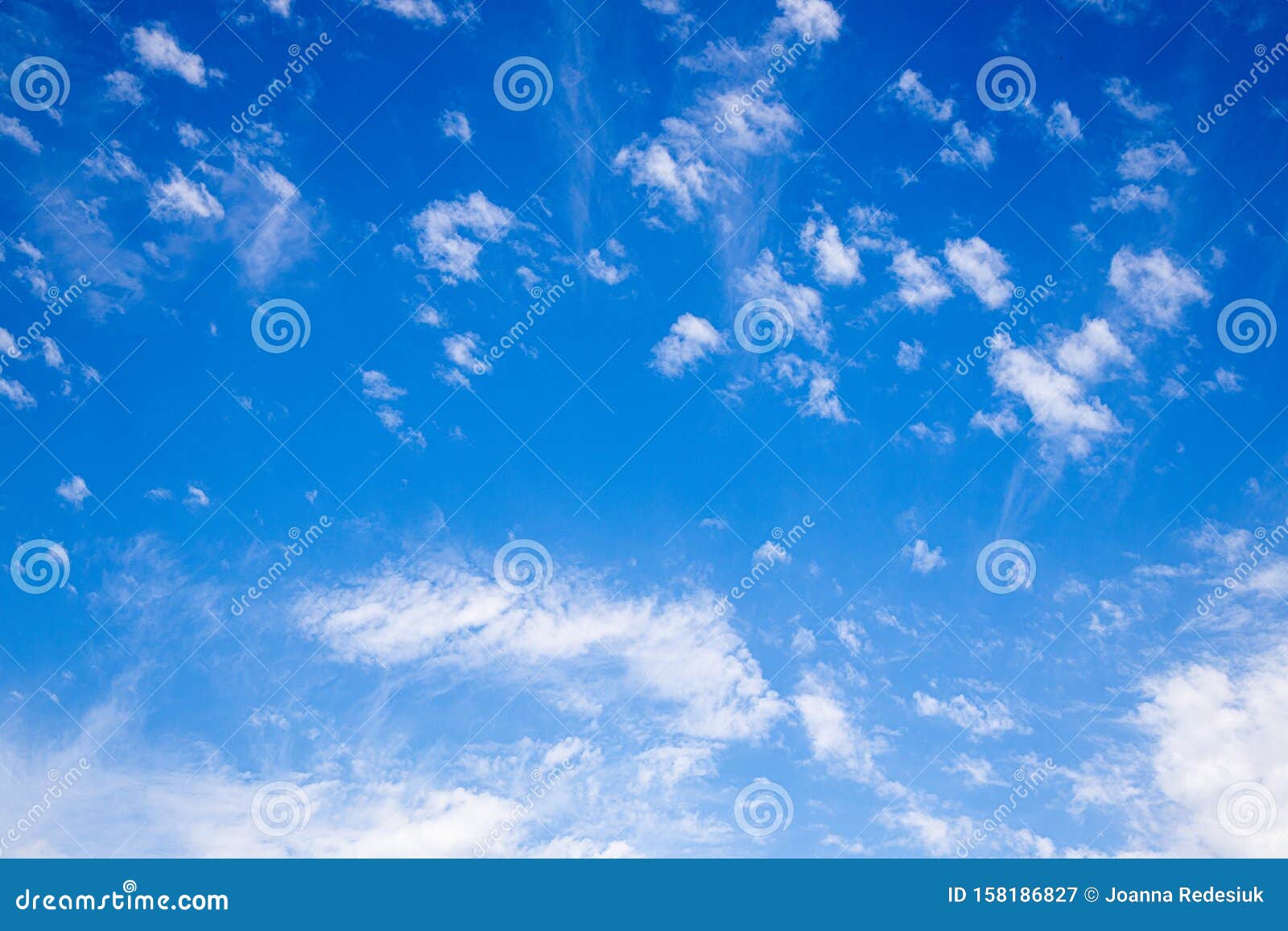 Background of the Bright Blue Sky with White Clouds on a Sunny Warm Day ...