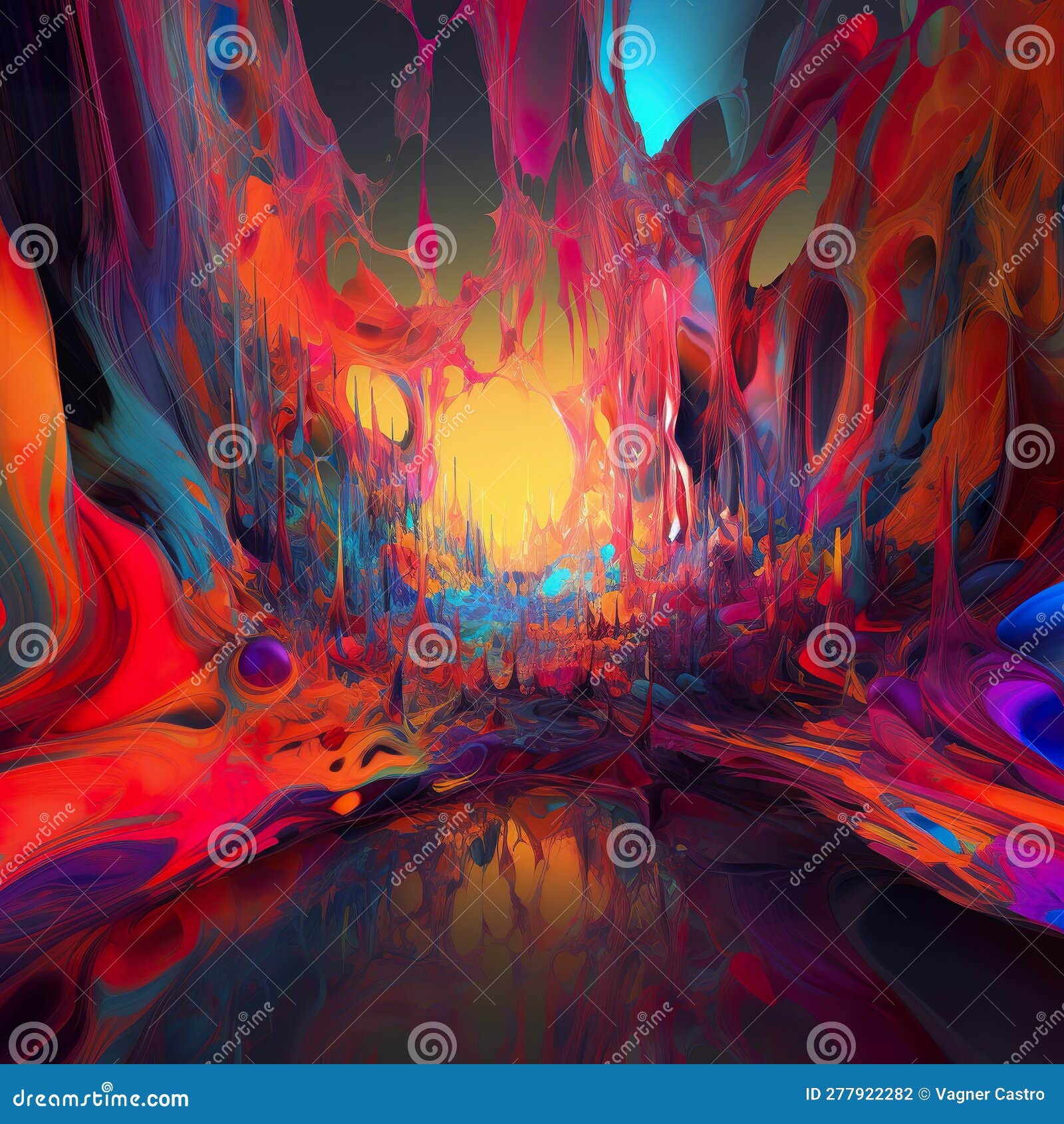 Background of a Bright Vibrant Colors Flowing through a Digital Metaverse  Stock Illustration - Illustration of wave, background: 277922305