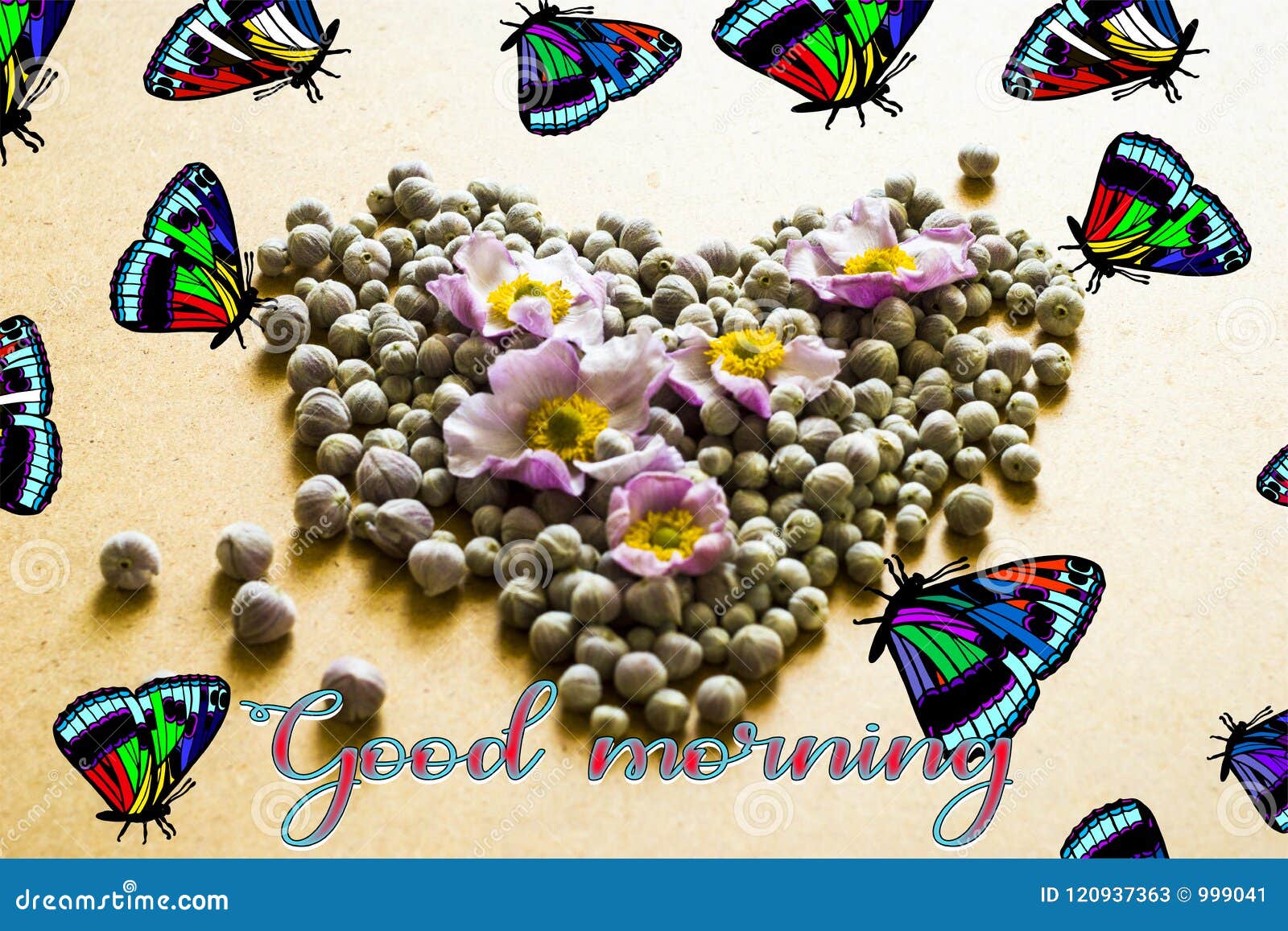 Good Morning Flower Buds Card Illustration Stock Illustration ...