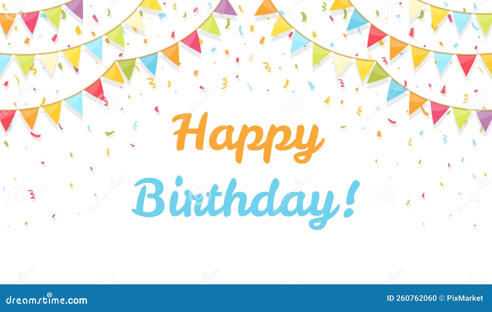 Background with Bunting and Confetti Stock Vector Illustration of