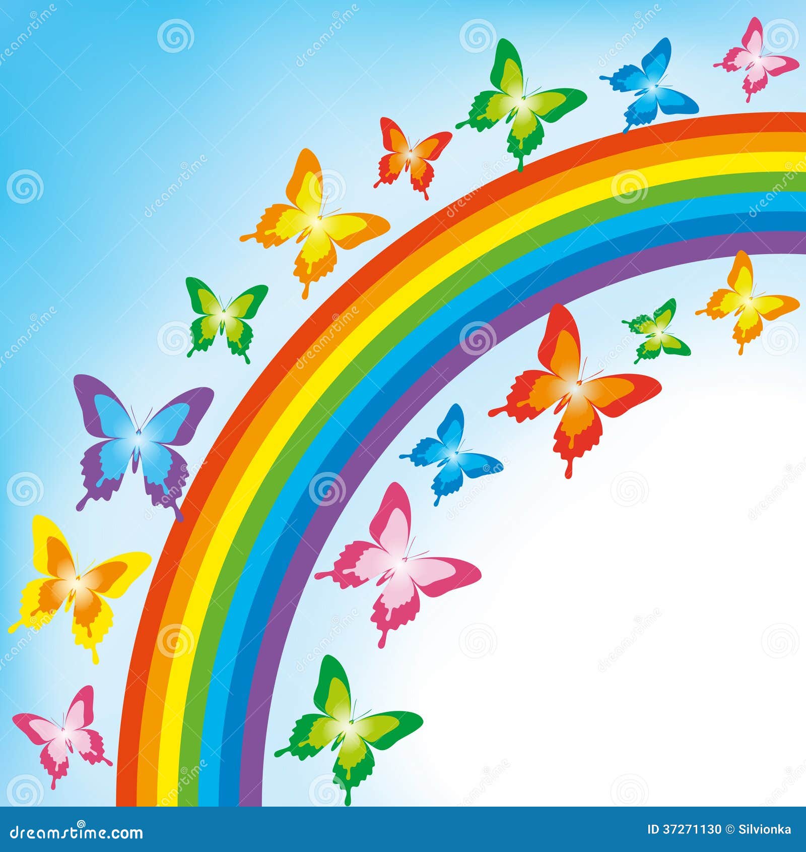 Background with Butterfly and Rainbow Stock Vector - Illustration of  bright, element: 37271130