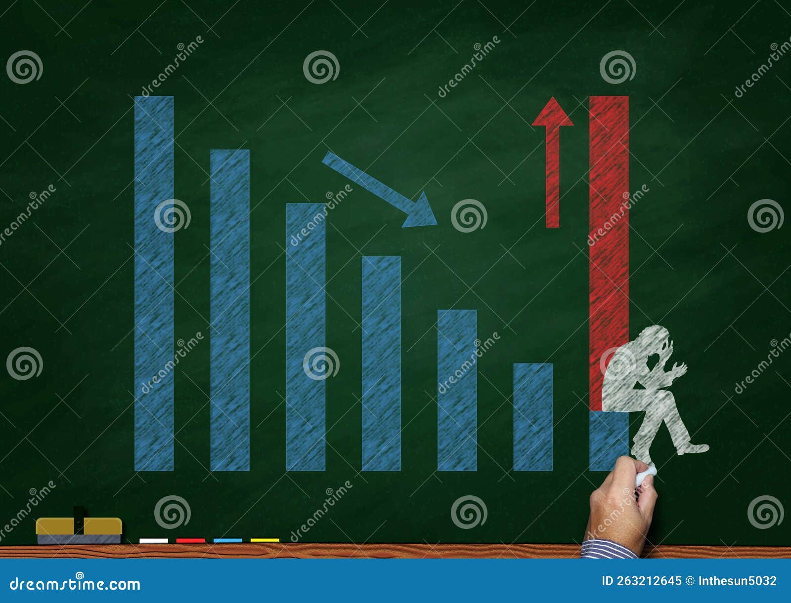 Background of Chart Diagrams Drawn with Chalk on a Blackboard Stock