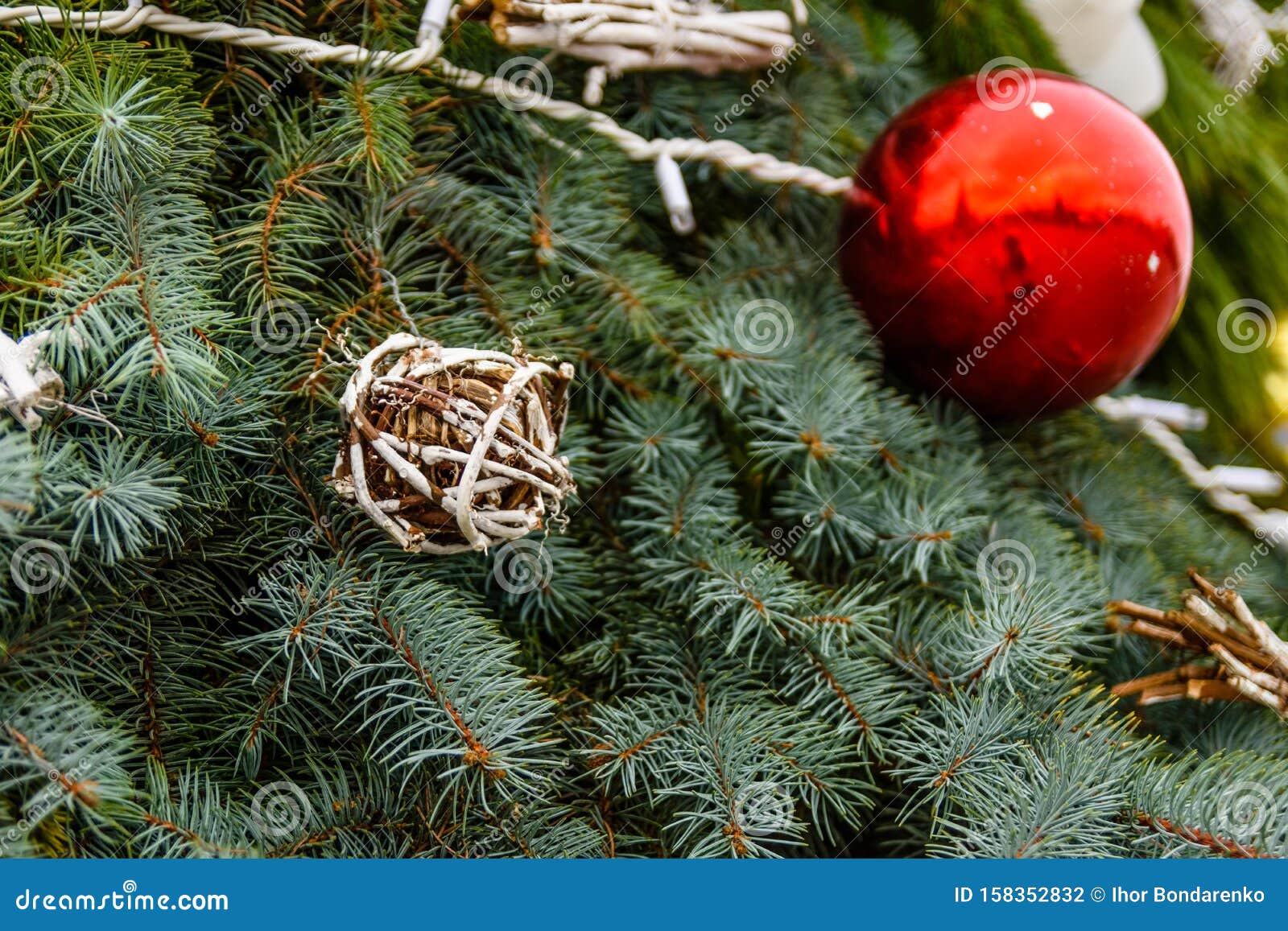 Background of Christmas Tree and Decorations Stock Photo Image of