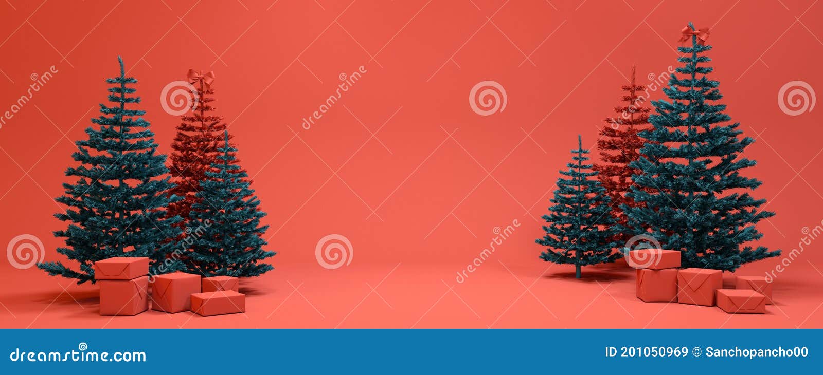 background with christmas trees. new year. christmas card. 3d rendering
