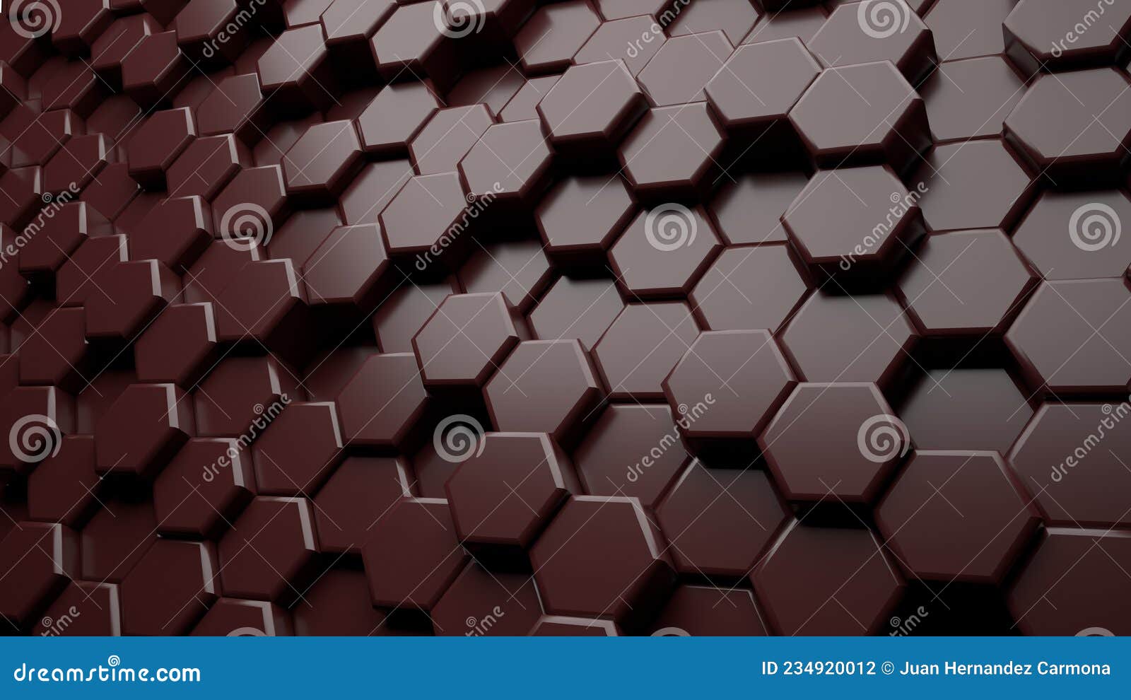 background color marron brillante con hexagonos extruidos render 3d