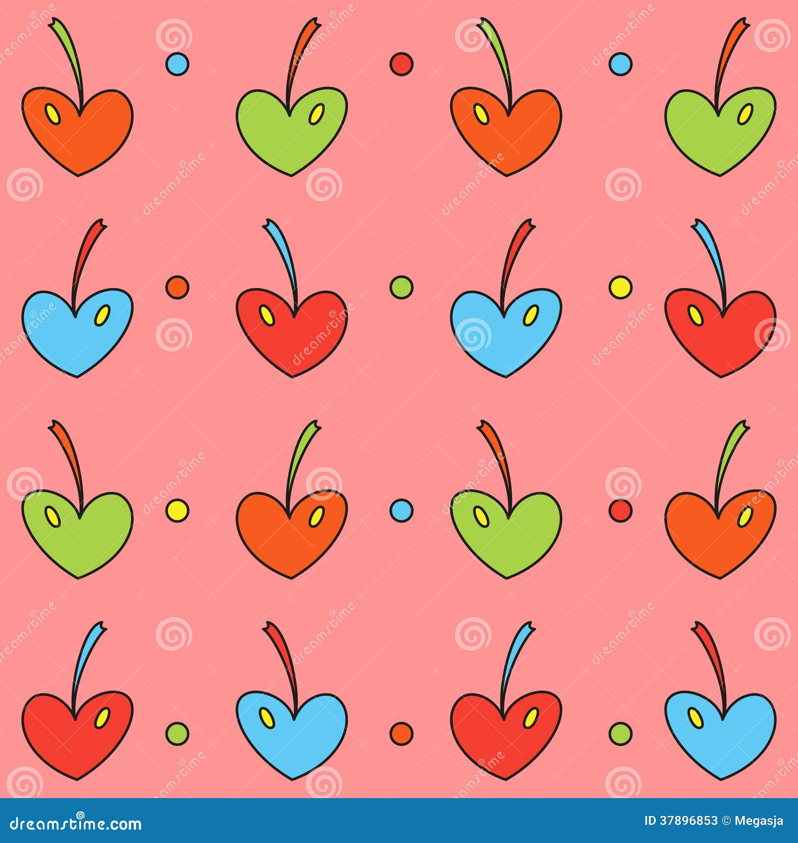 Background of Colored Cherry Hearts Stock Vector Illustration of berry, backdrop 37896853