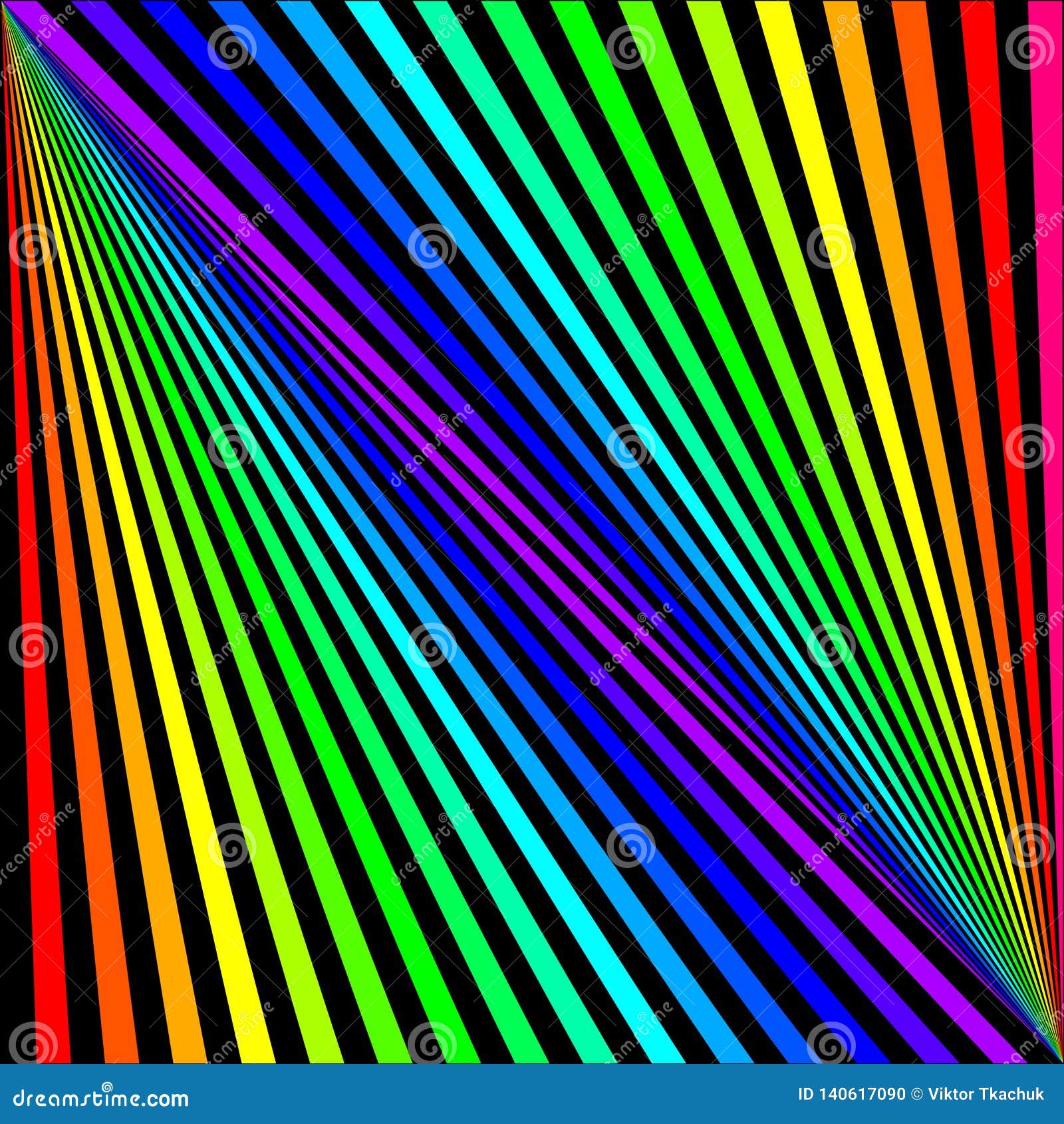 Background Of Colored Rays Diagonally On A Black Stock Vector