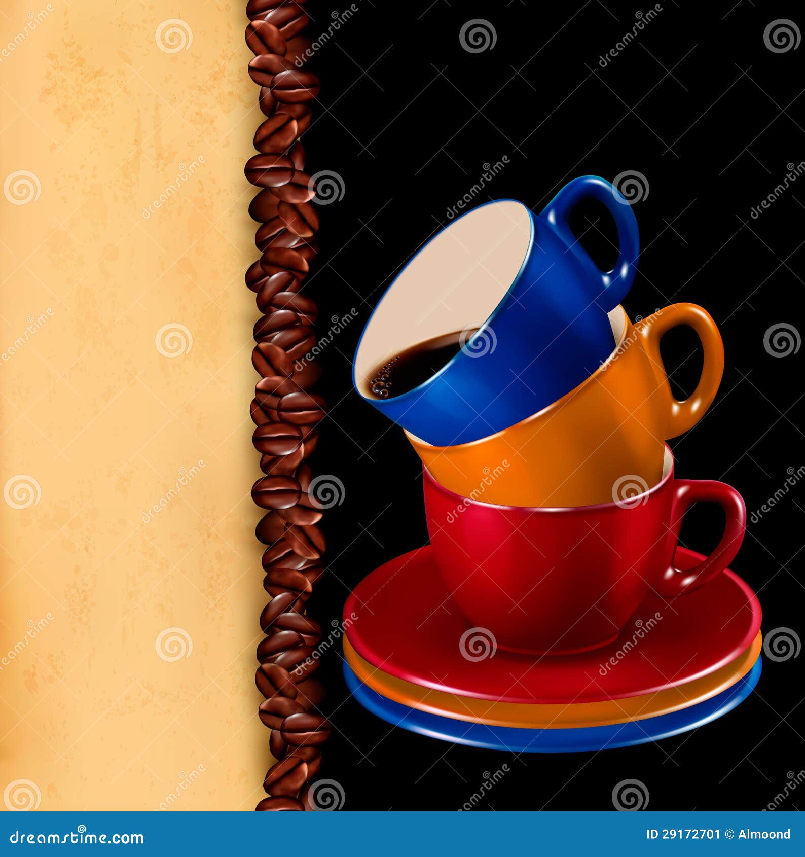 Background with Colorful Cups of Coffee Stock Vector - Illustration of