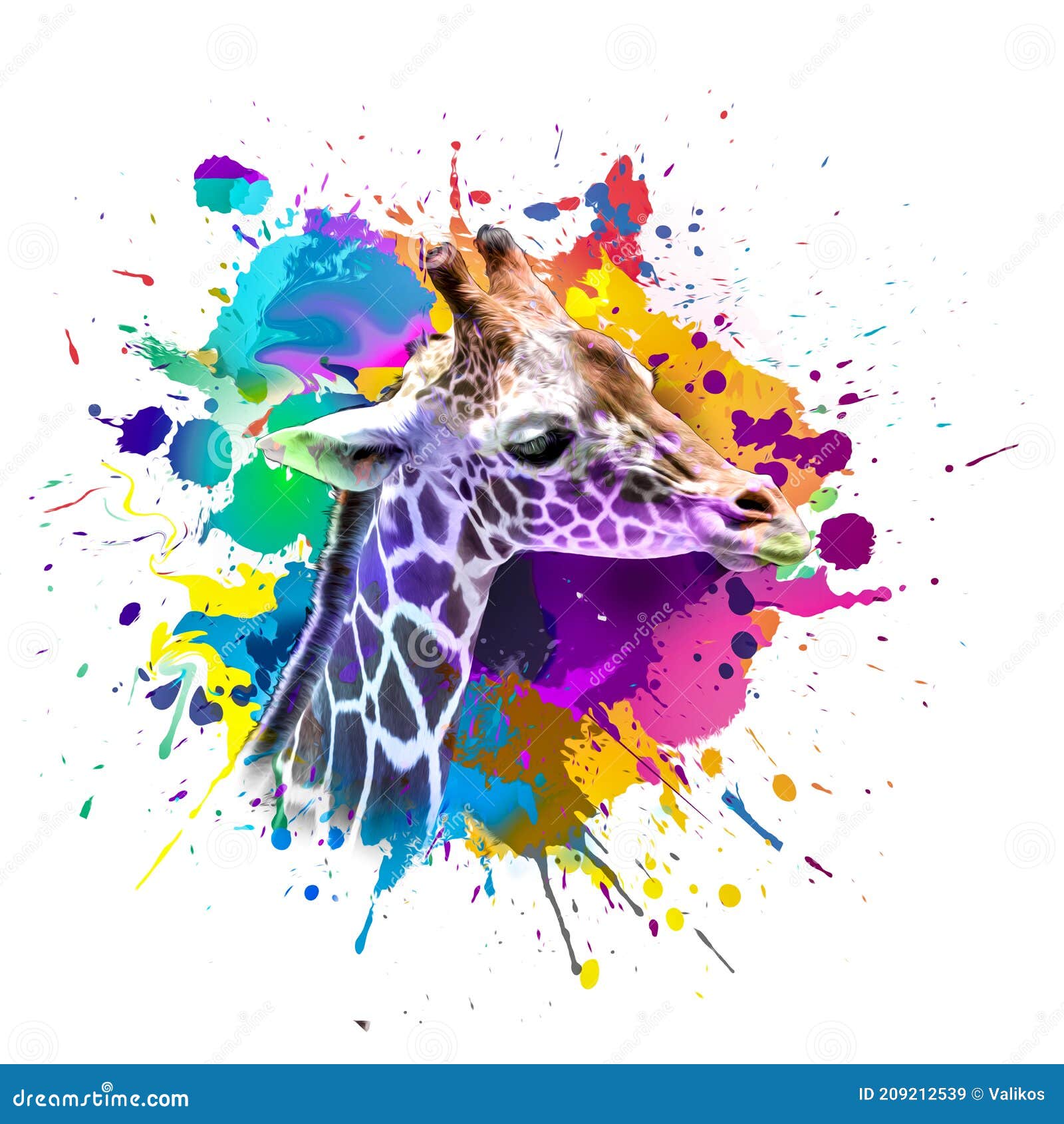 Background with Colorful Giraffe Stock Illustration - Illustration of