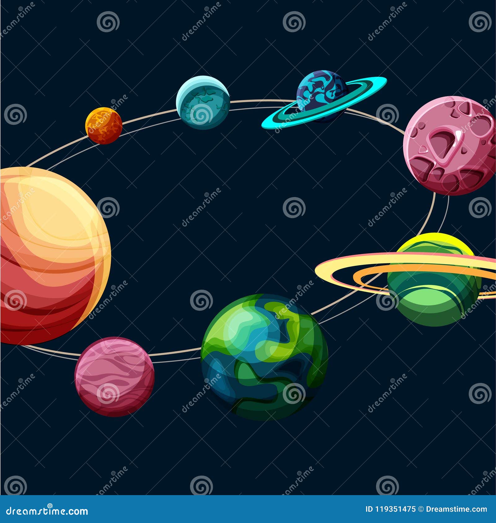 Background with Colorful Planets of Solar System. Stock Vector ...