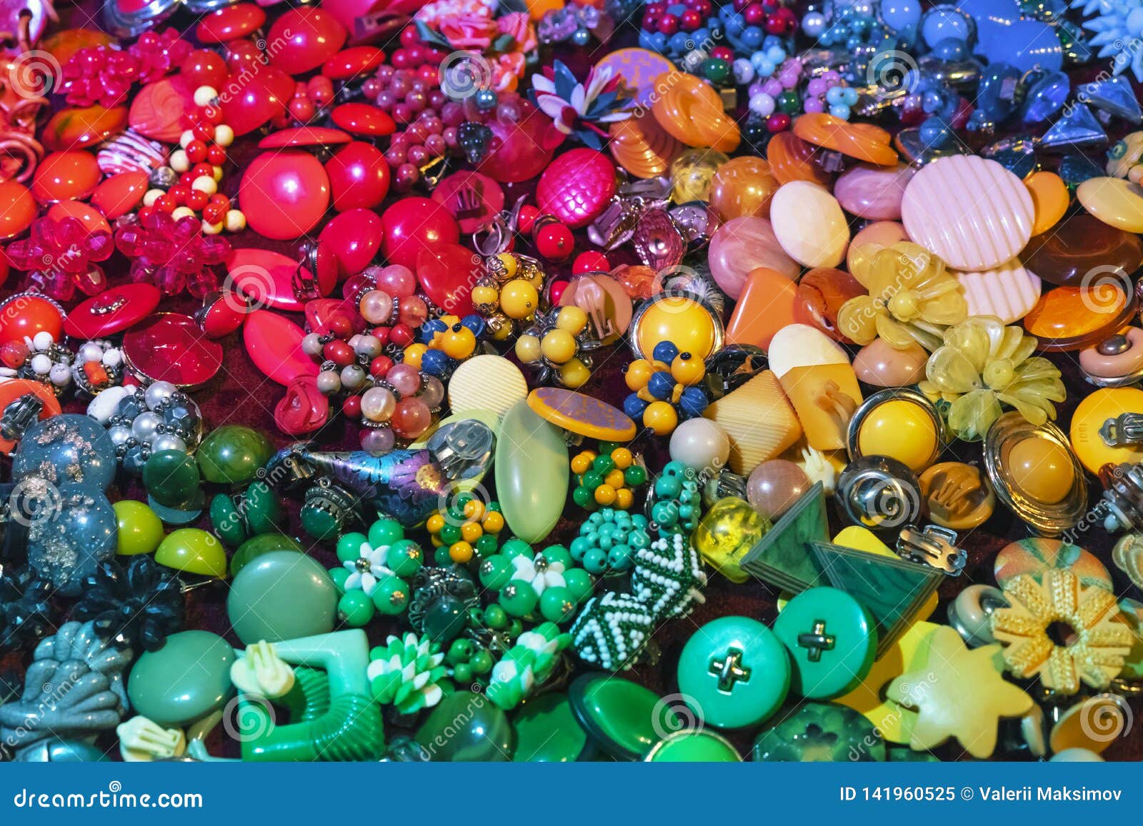 Background from Costume Jewelry of Various Colors Stock Image Image