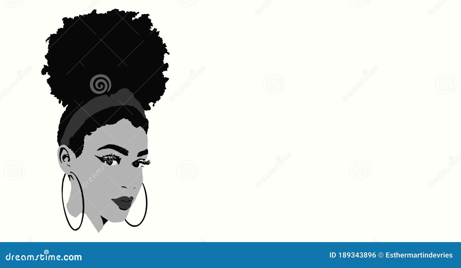 Cute Black African American Girl or Woman with High Puff Afro Hair Style  and Make Up Stock Illustration - Illustration of puff, text: 189343896