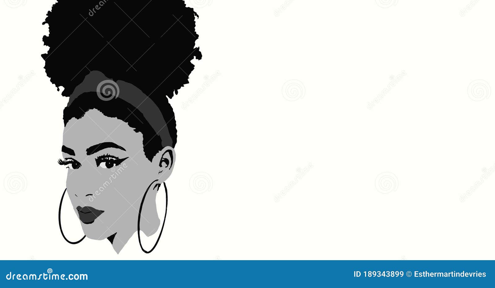 Cute Black African American Girl or Woman with High Puff Afro Hair Style  and Make Up Stock Illustration - Illustration of drawn, cute: 189343899