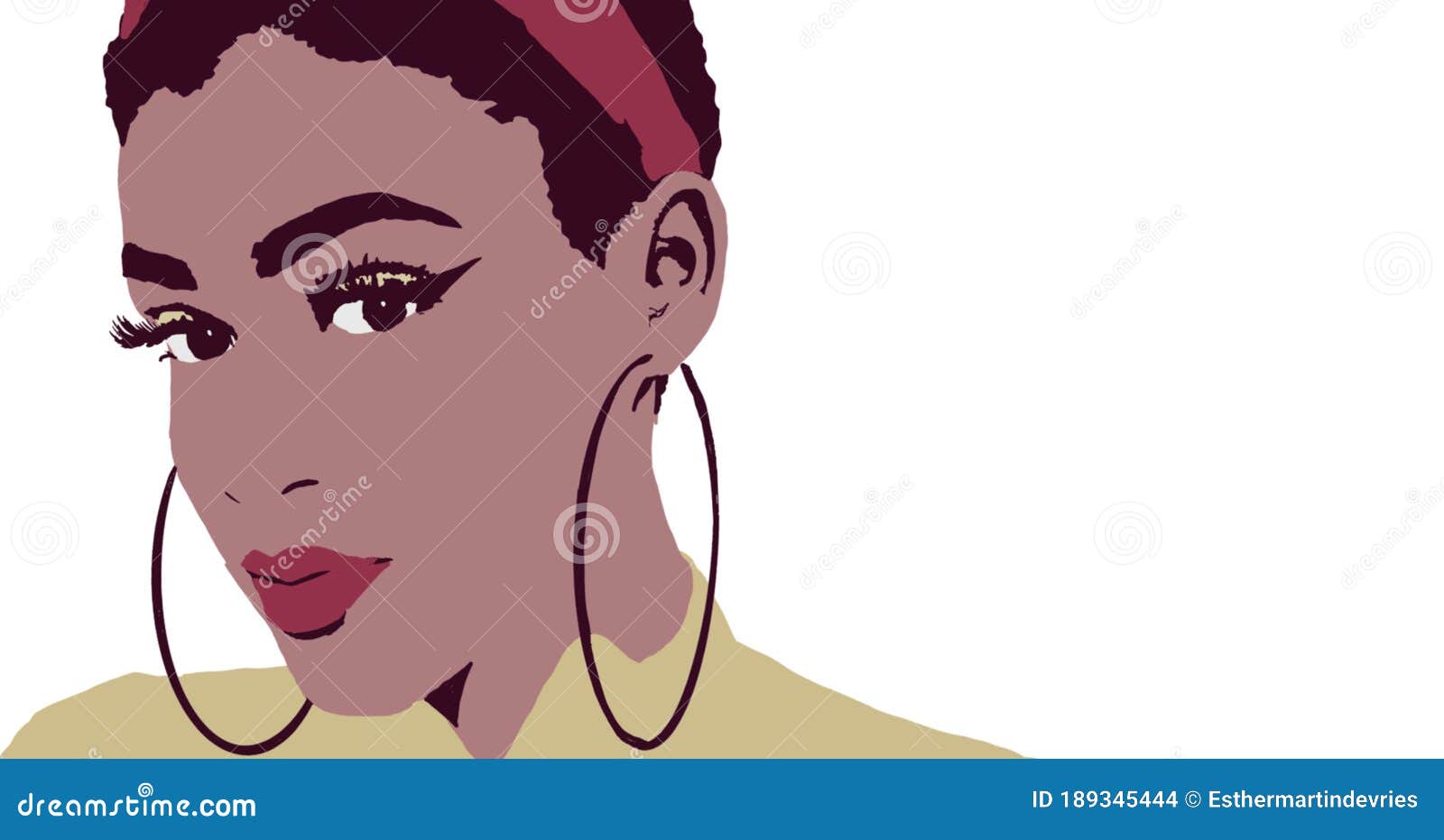 Cute Black African American Girl or Woman with High Puff Afro Hair Style  and Make Up Stock Illustration - Illustration of african, high: 189345444