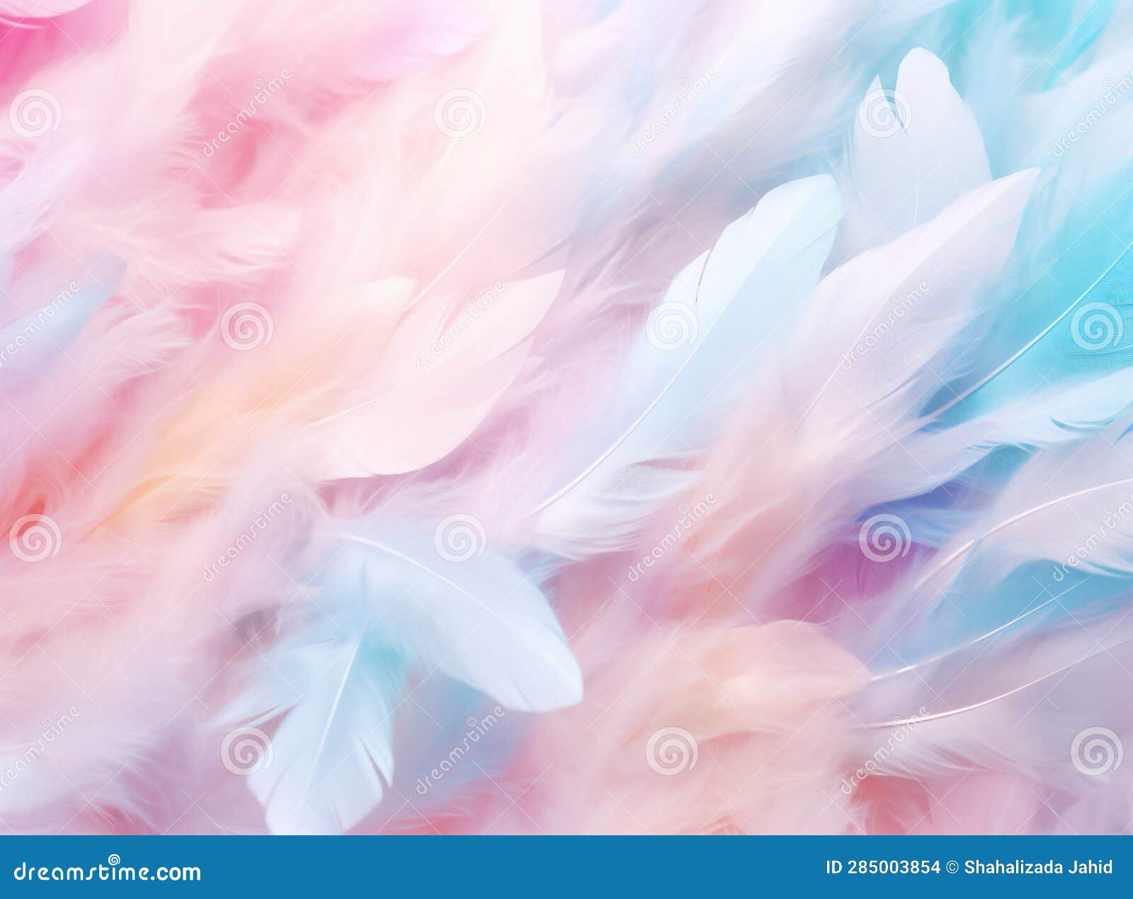 Background with Decorative Elements of Multicolored Feathers, Pink