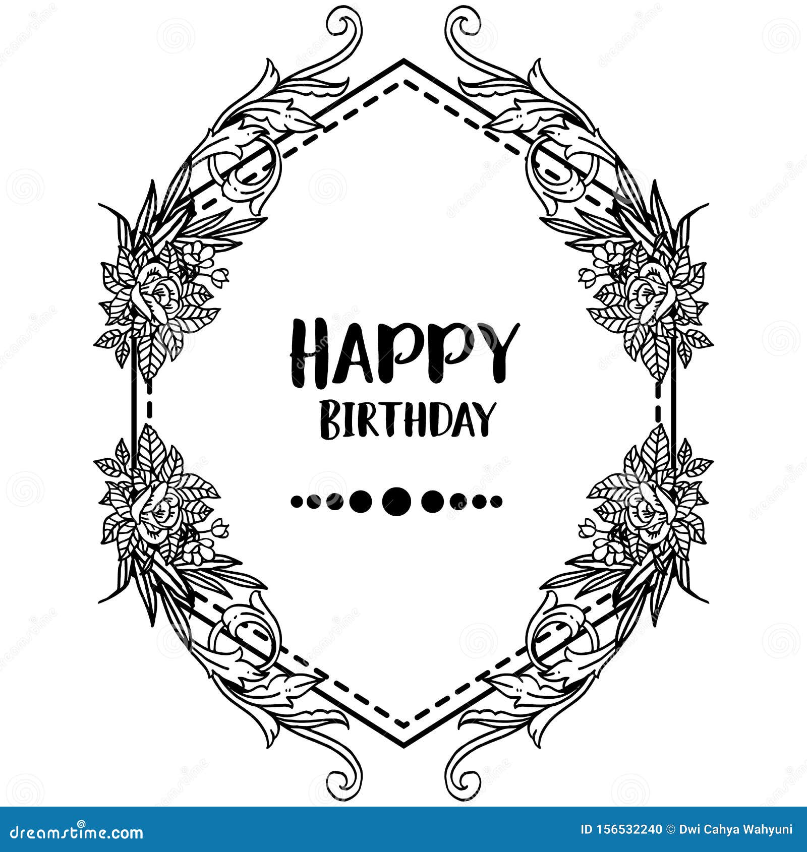 Background Design for Happy Birthday Card, with Vintage Flower Frame ...