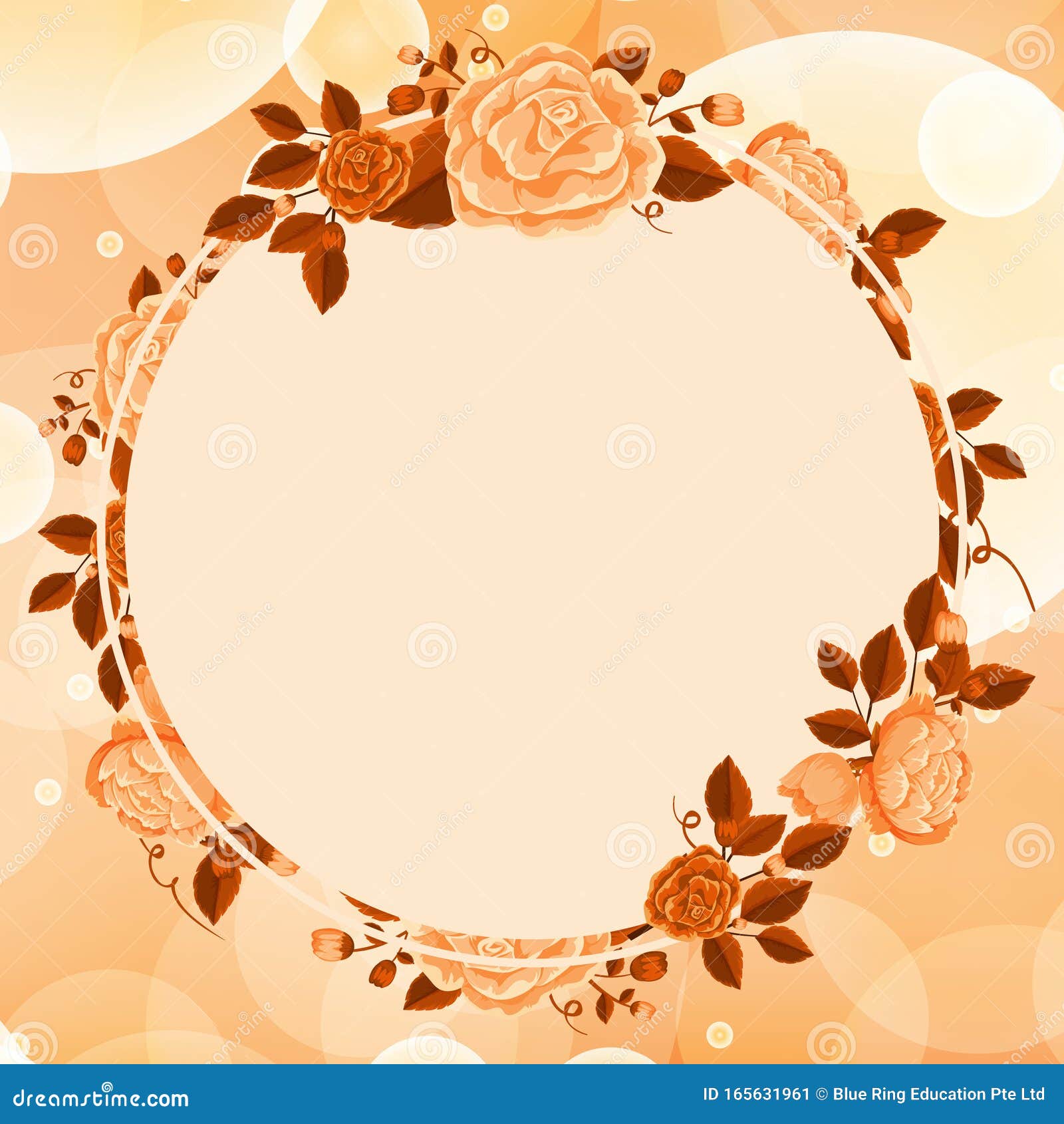Background Design with Orange Flower Frame Stock Illustration