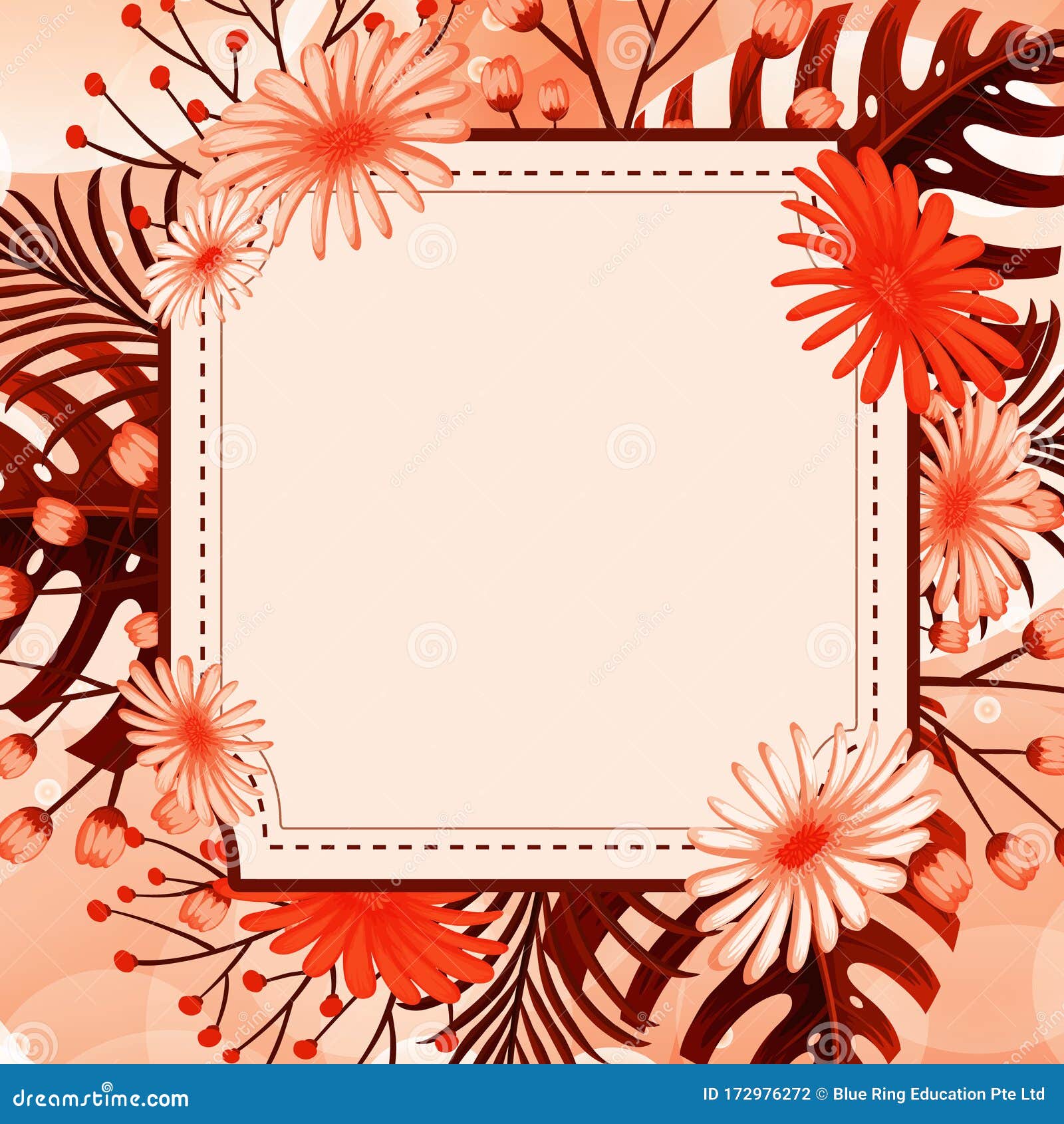 Background Design with Orange Flowers Stock Vector Illustration of