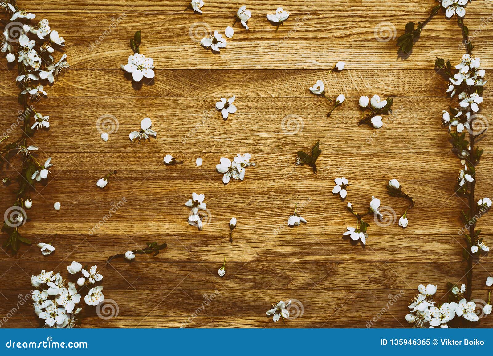 Spring Flowers Frame on Wooden Background Stock Image - Image of ...