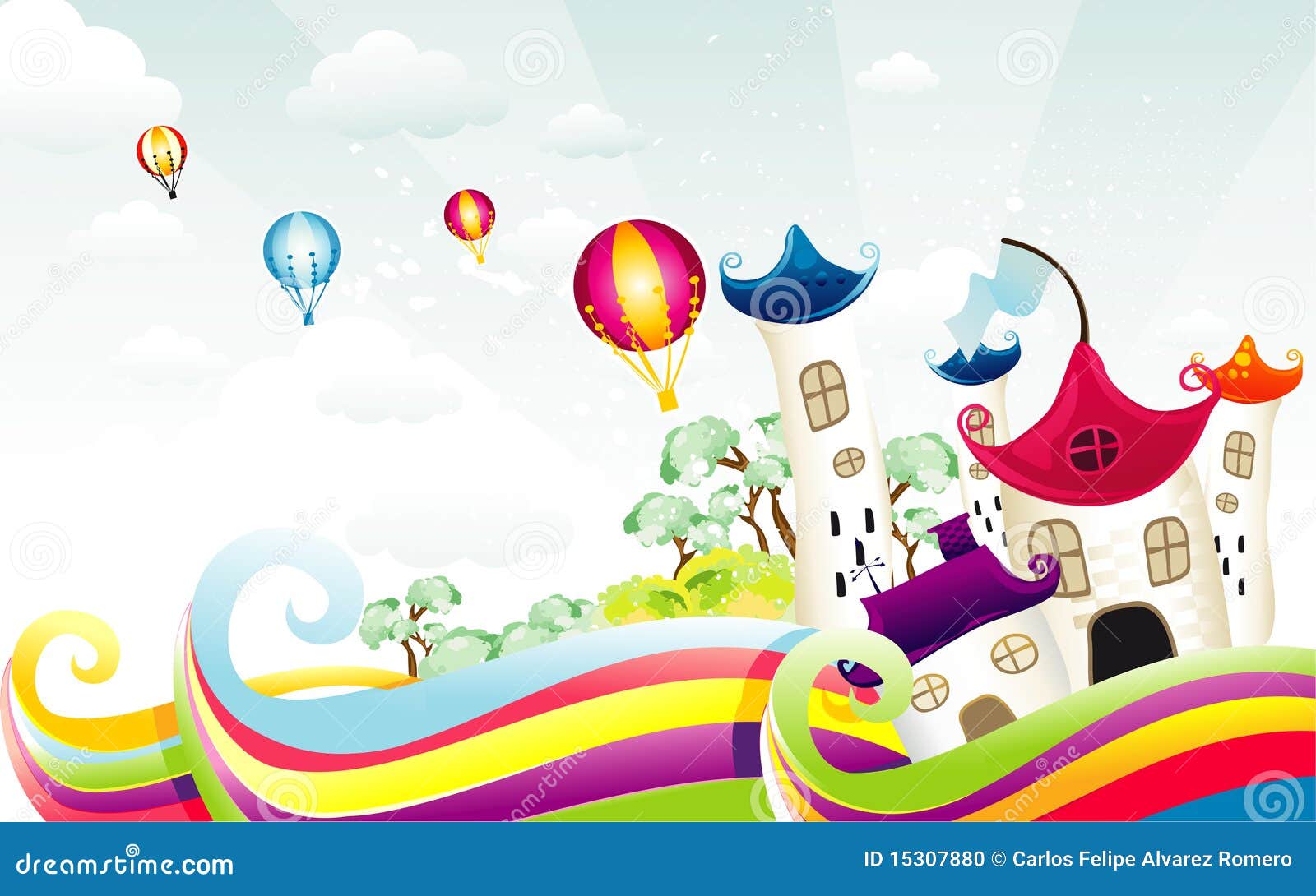 Background Fantasy Landscape Stock Illustration - Illustration of rainbow,  cloud: 15307880