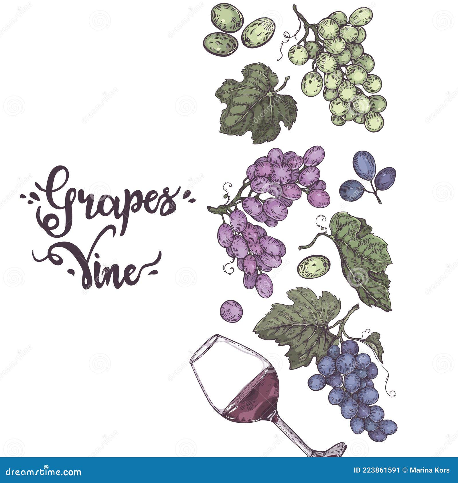 Background Filled with Bunches of Grapes and with Lettering Grapes ...