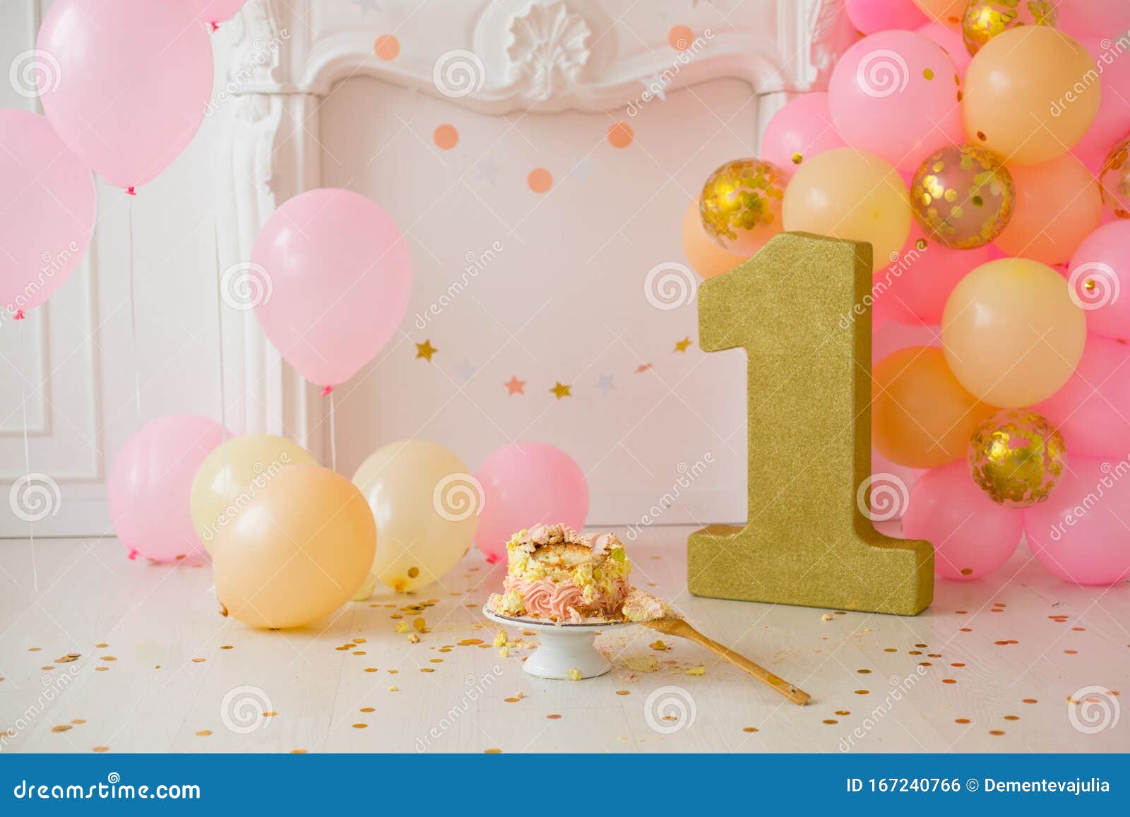 Background First Birthday with Smash Cake Stock Photo - Image of beautiful,  celebration: 167240766