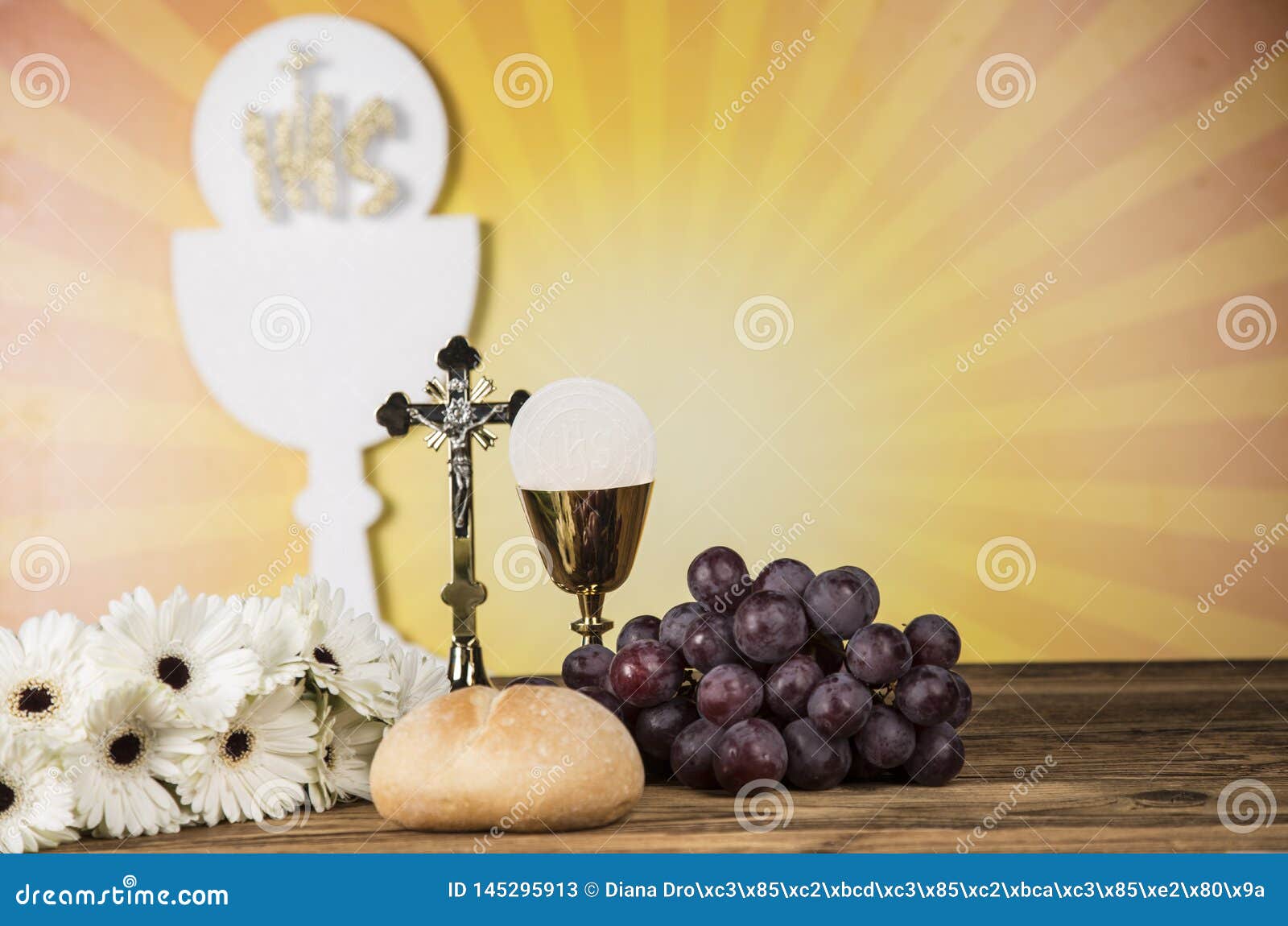 The Background of the First Holy Communion Stock Image - Image of  childrens, chalice: 145295913
