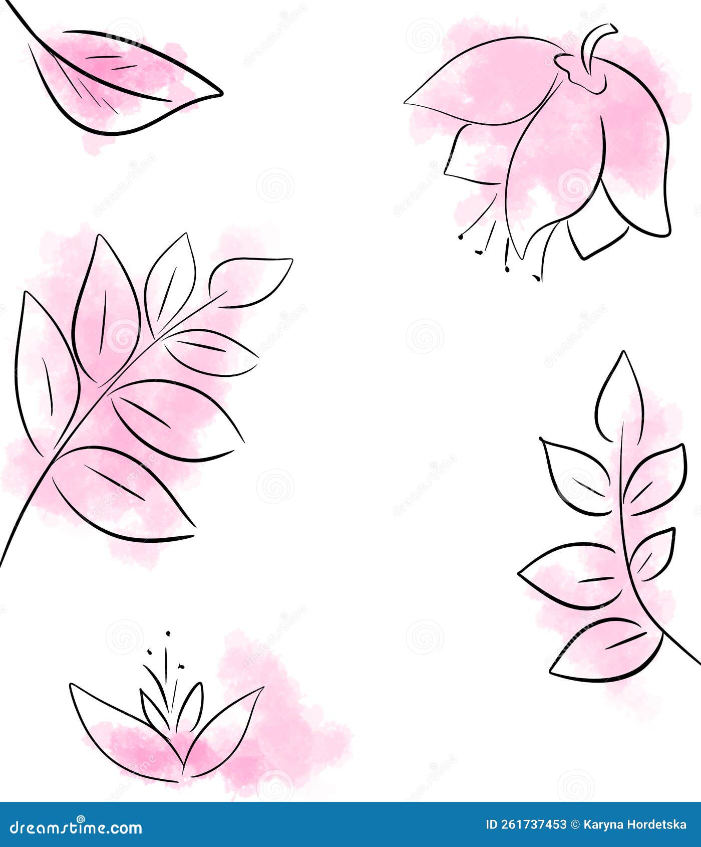 Background with Flowers and Watercolor Effect Illustration Stock