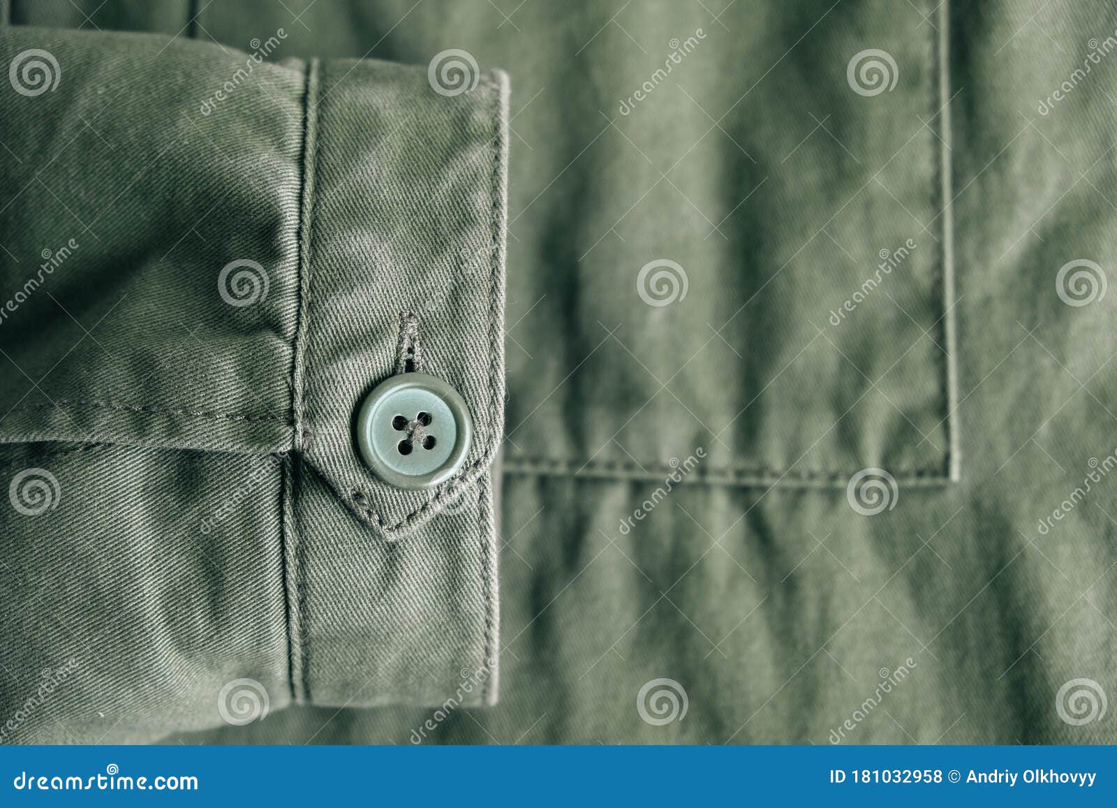 Background of Folding Sleeve of Green Jacket on Pocket and Buttonhole ...