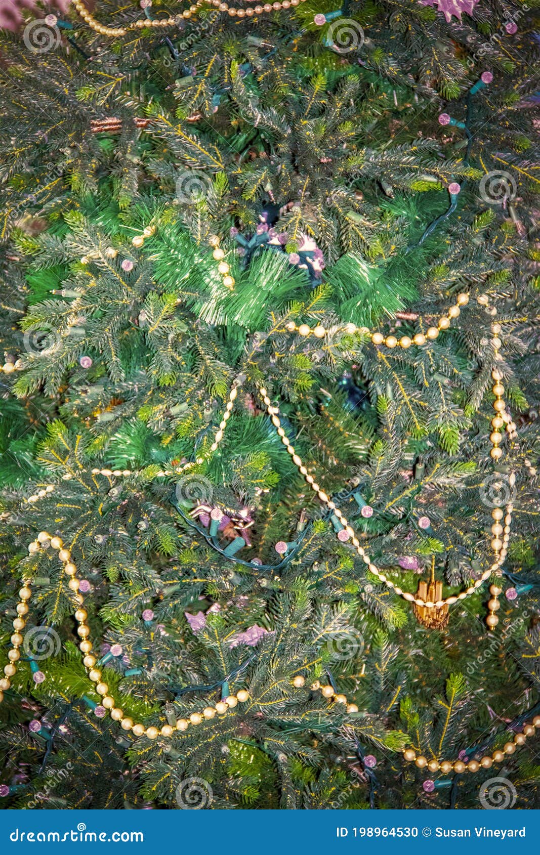 Background of Frame Filled with Artificial Christmas Tree Being Taken