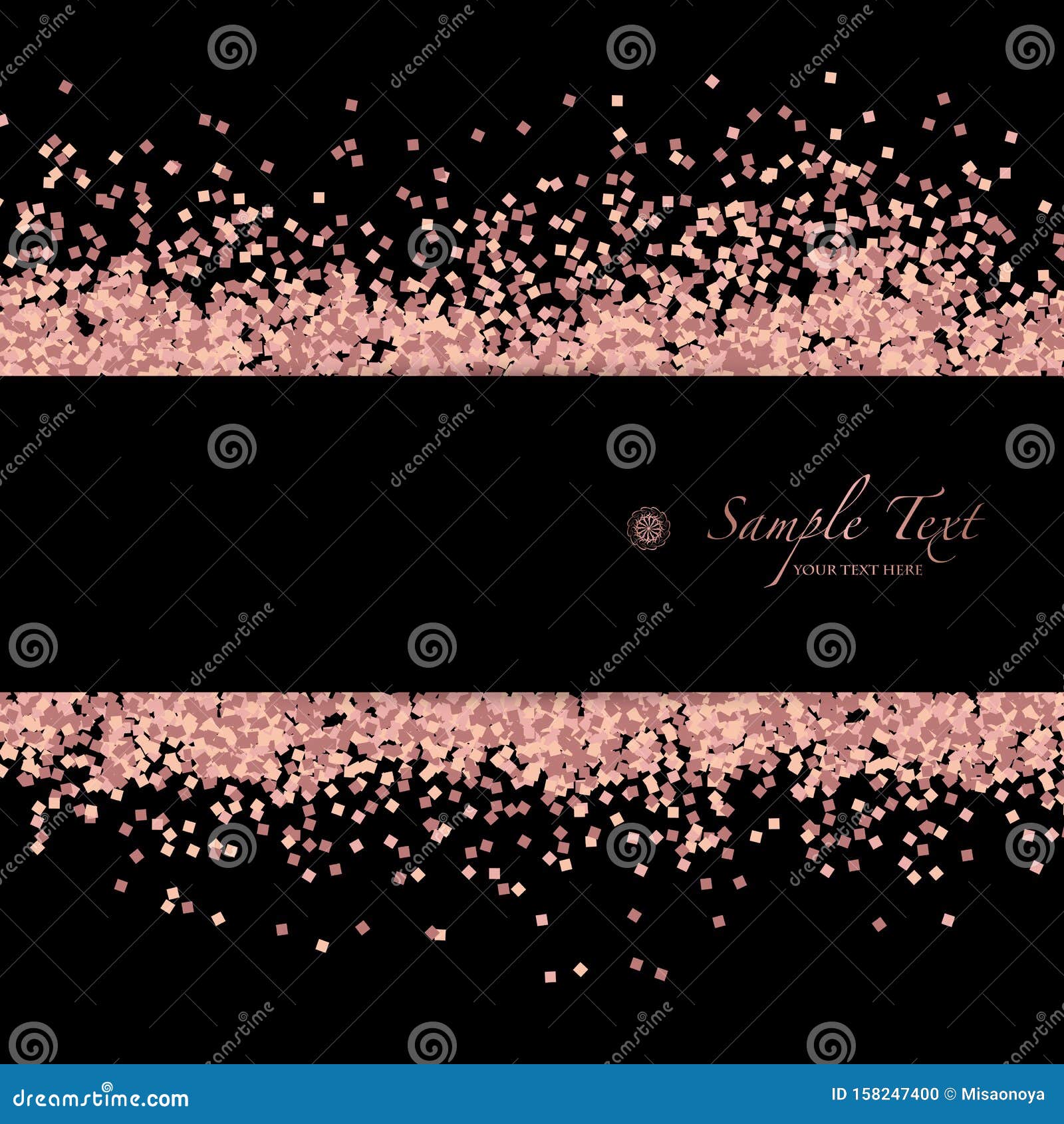 Pink Glitter Material Scattered Black Background Stock Vector -  Illustration of banner, frame: 158247400