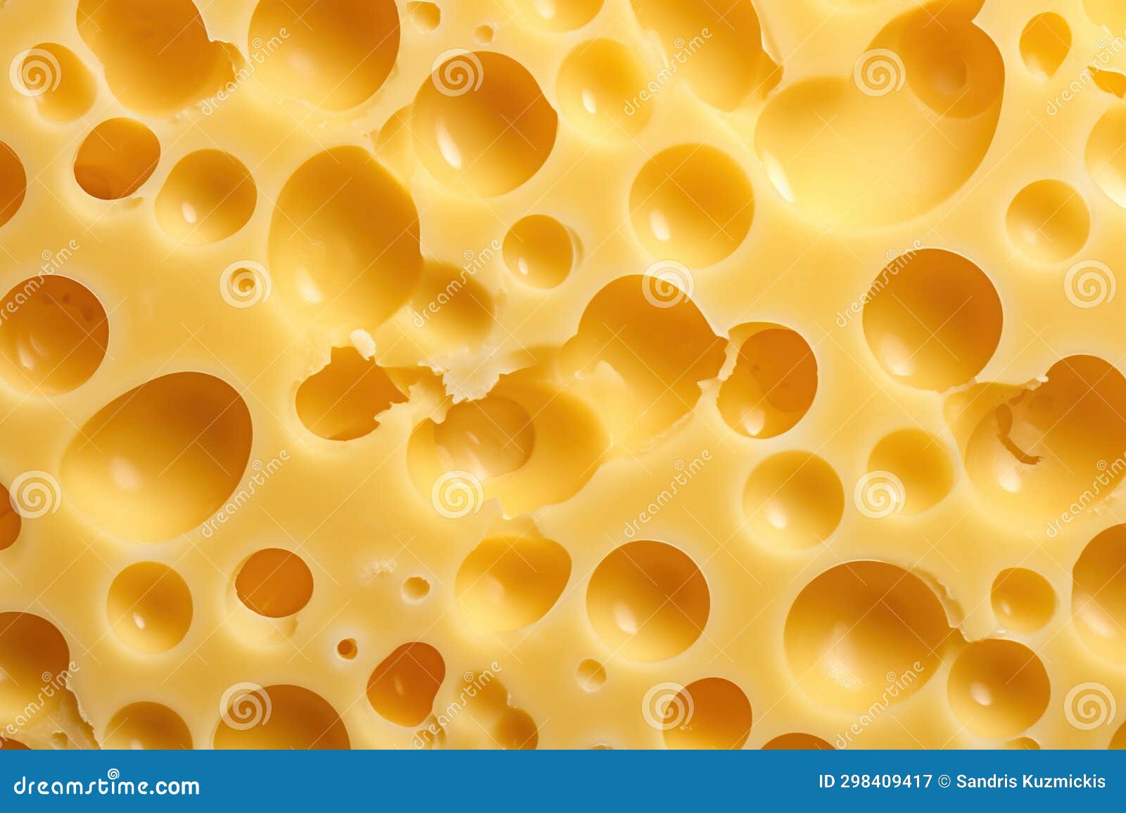 Background of Fresh Yellow Cheese with Big Holes. Generative AI Stock