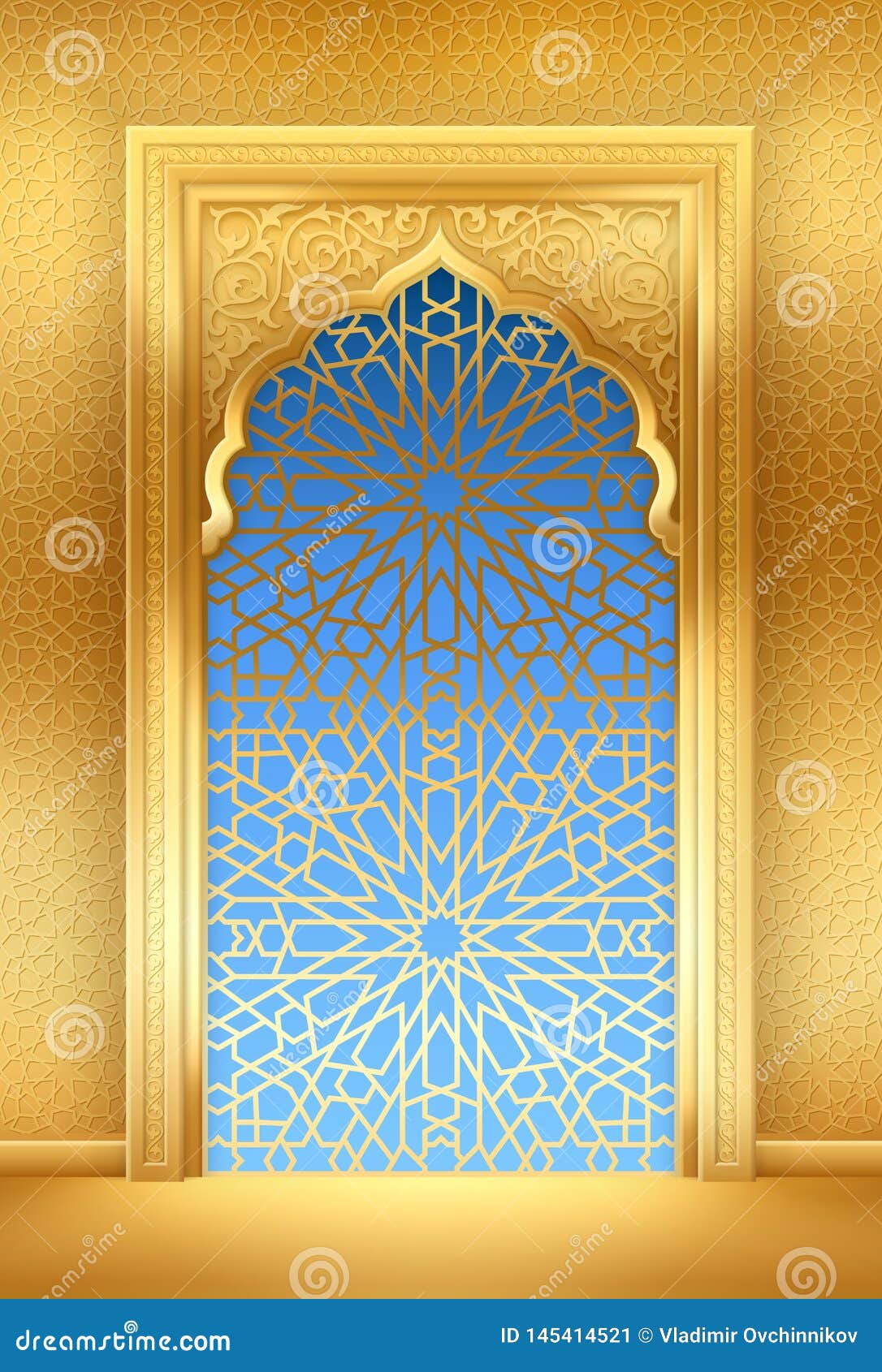 Background with Golden Arch and Pattern Stock Vector - Illustration of