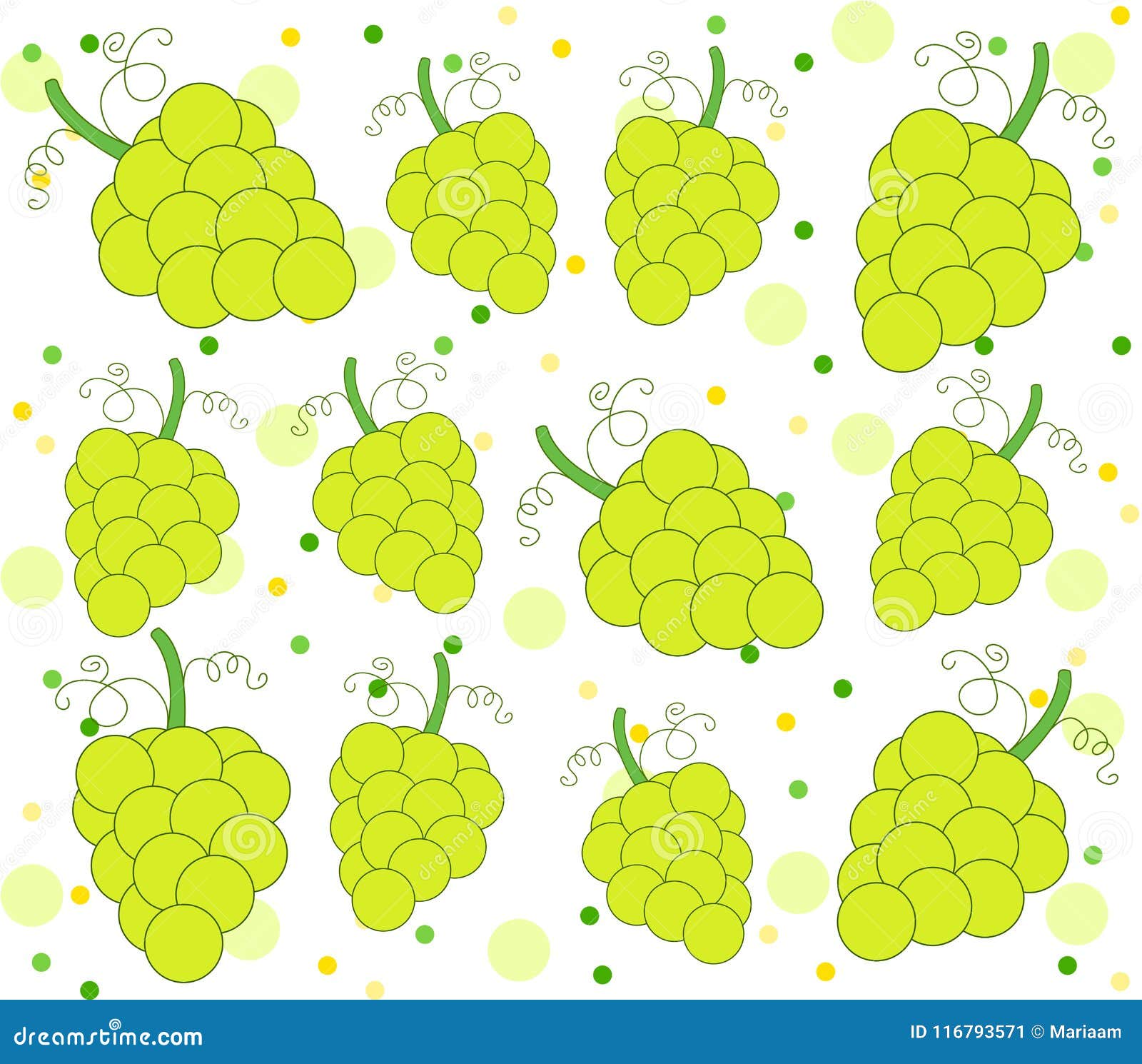 Green Grape Pattern and Dots Stock Vector Illustration of design, dots 116793571