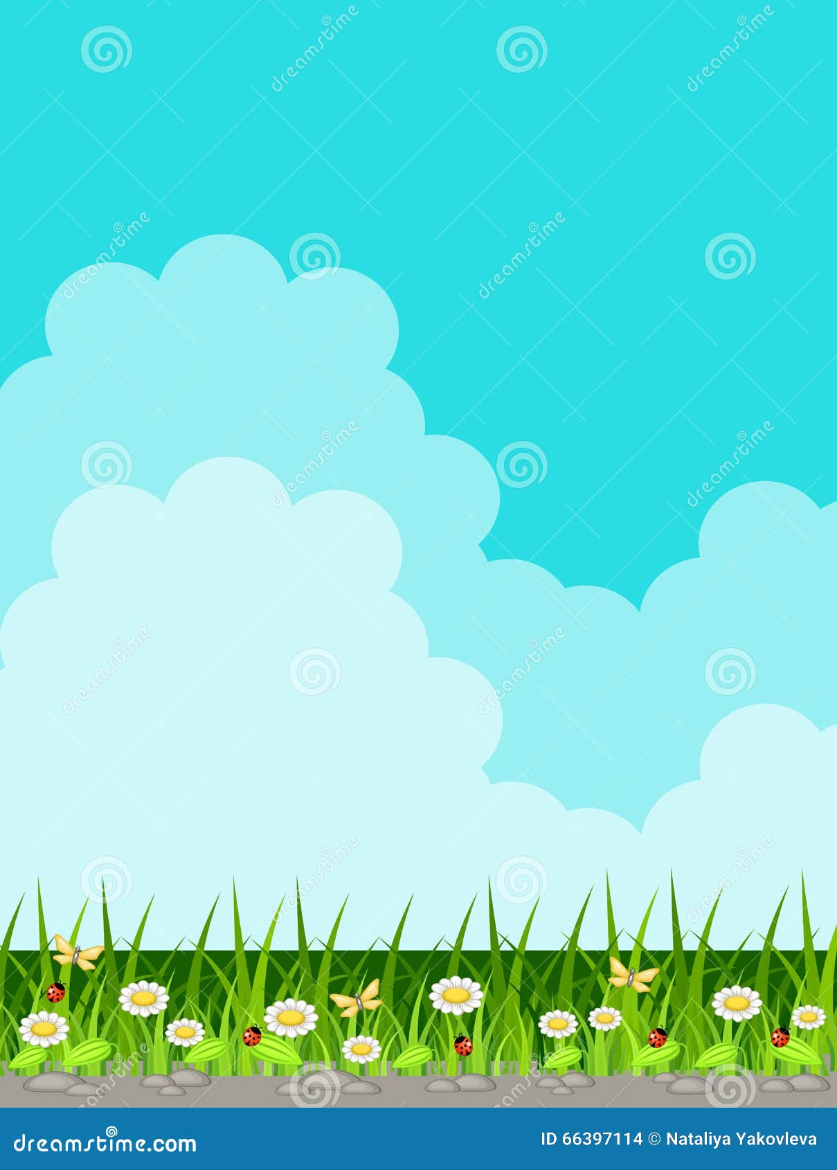 Background with Grass and Sky Stock Vector Illustration of landscape