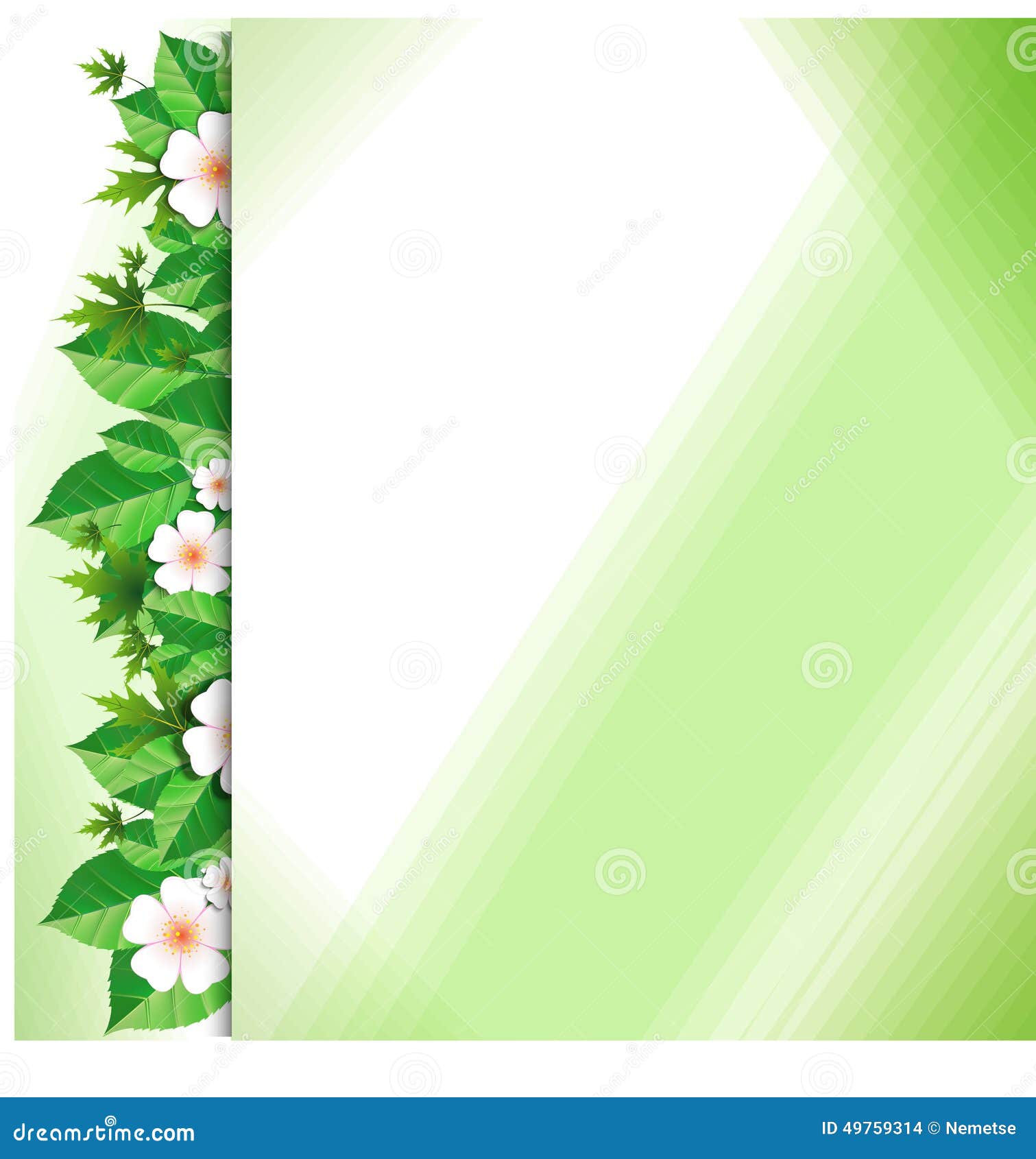 Background with Green Leaves and Flowers Stock Vector - Illustration of  card, creative: 49759314