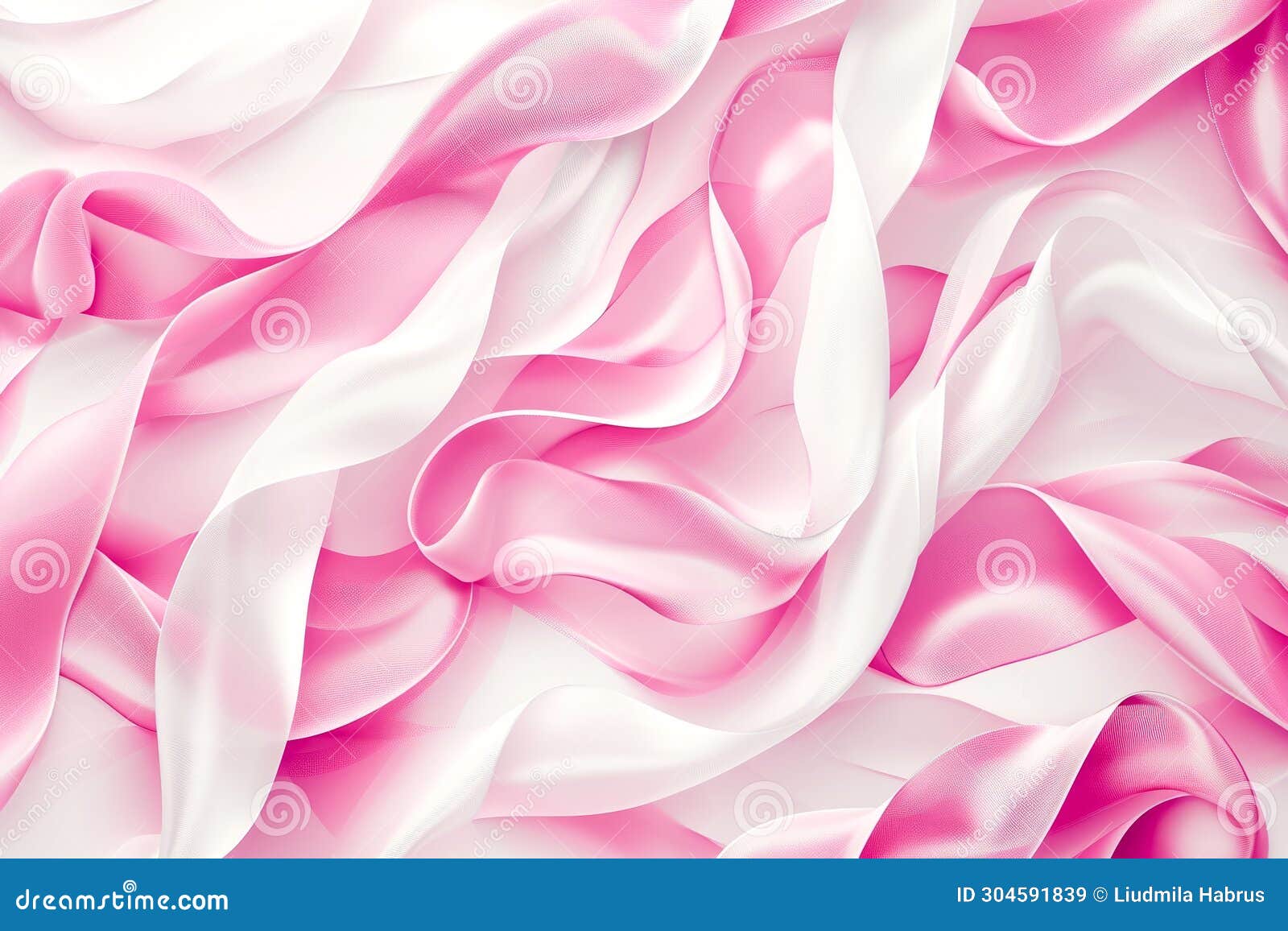 Background with a Gymnastics Ribbon Pattern in Shades of Pink and White