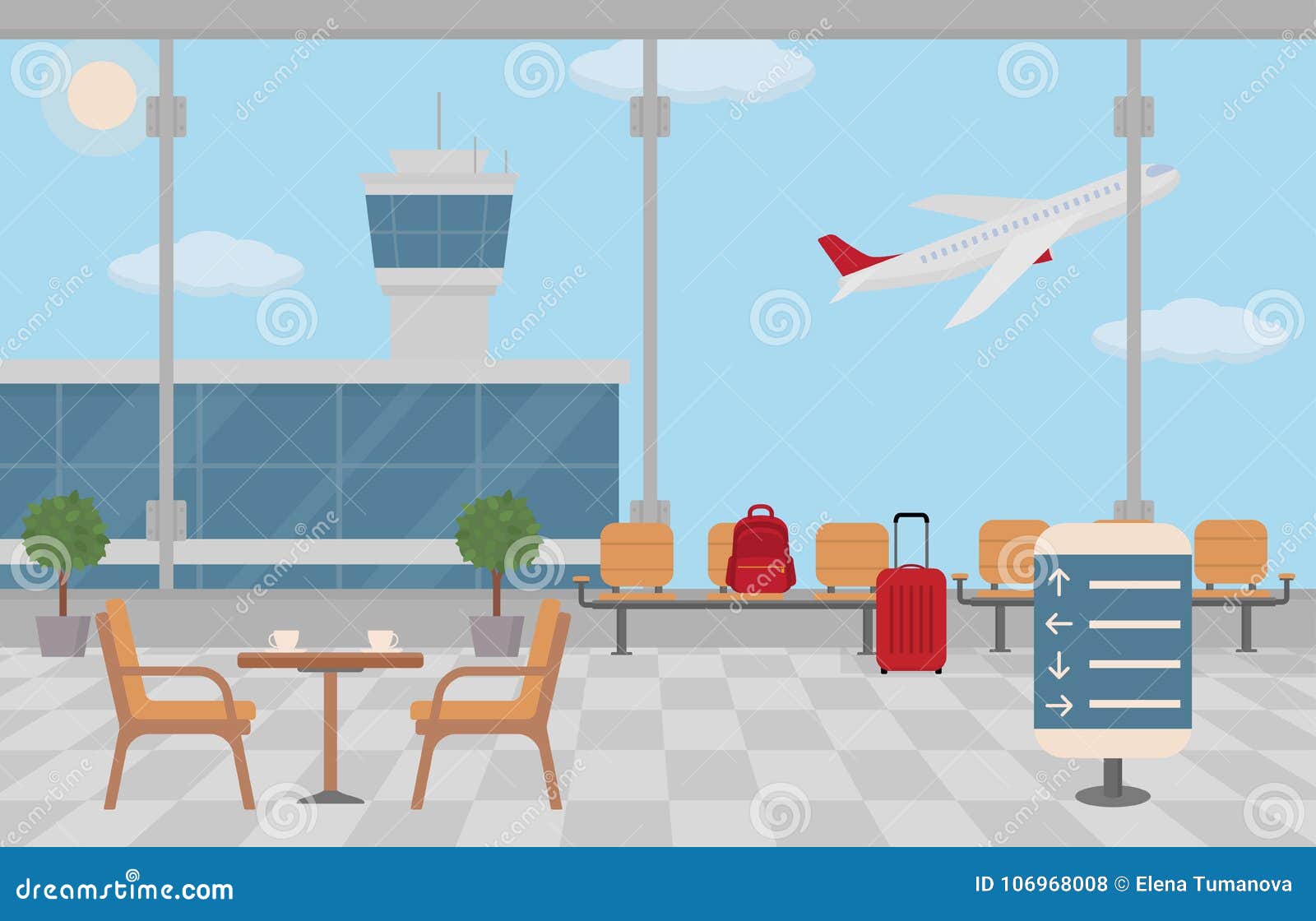 Background of Hall at Airport. Stock Vector - Illustration of cafe,  background: 106968008