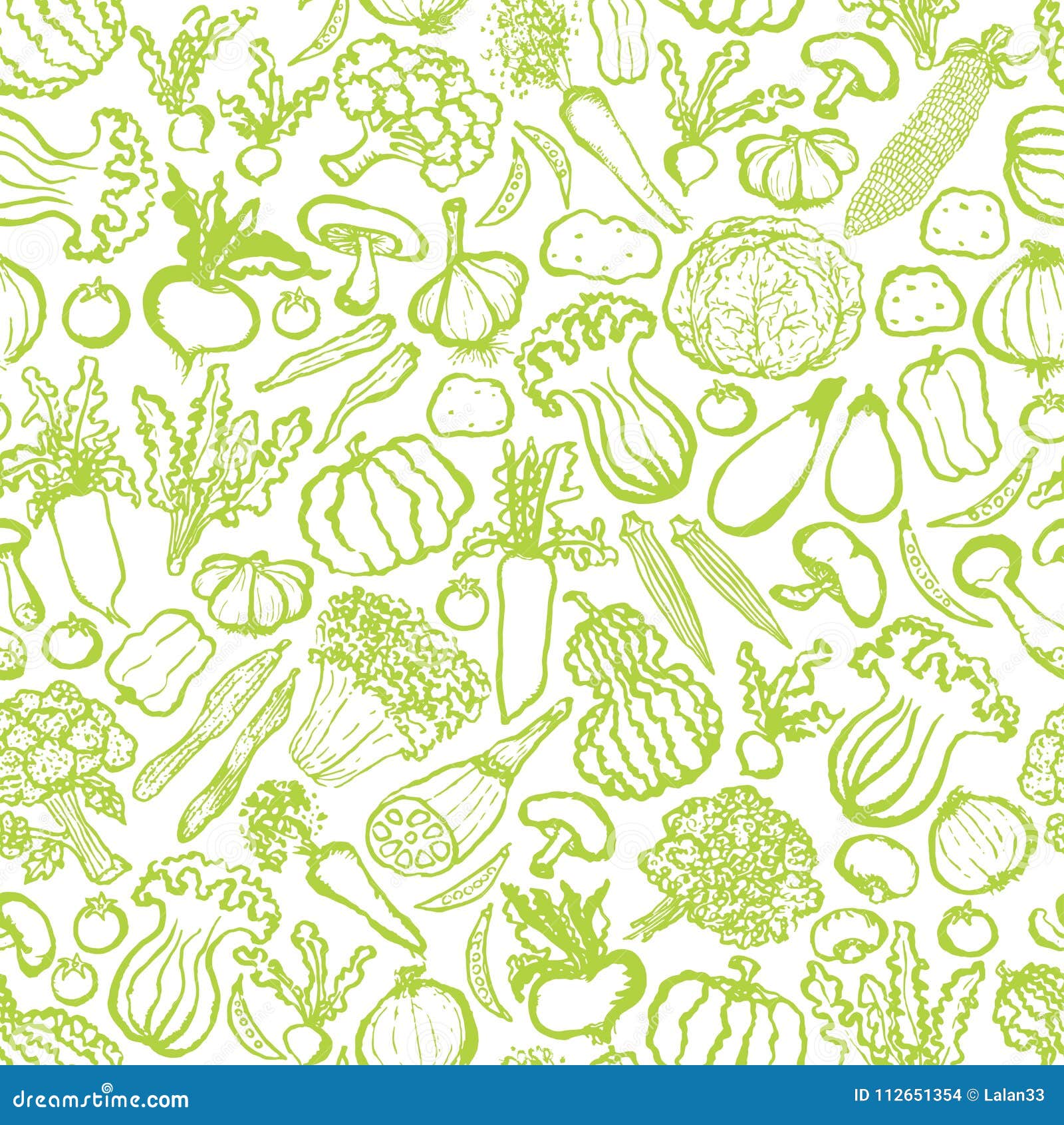 Background with Hand Drawn Green Vegetables. Stock Vector ...