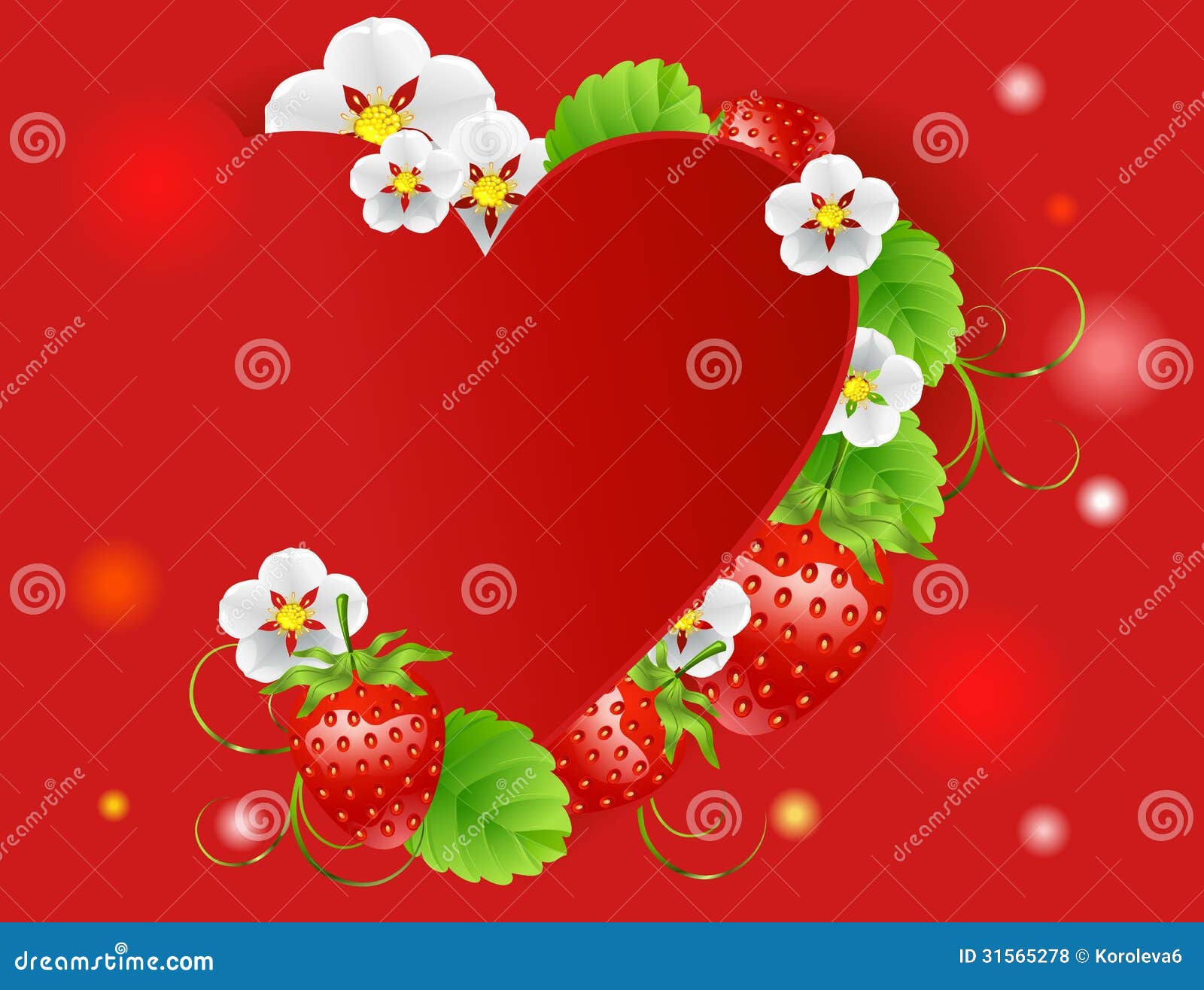 Background with Heart and Strawberries Stock Illustration