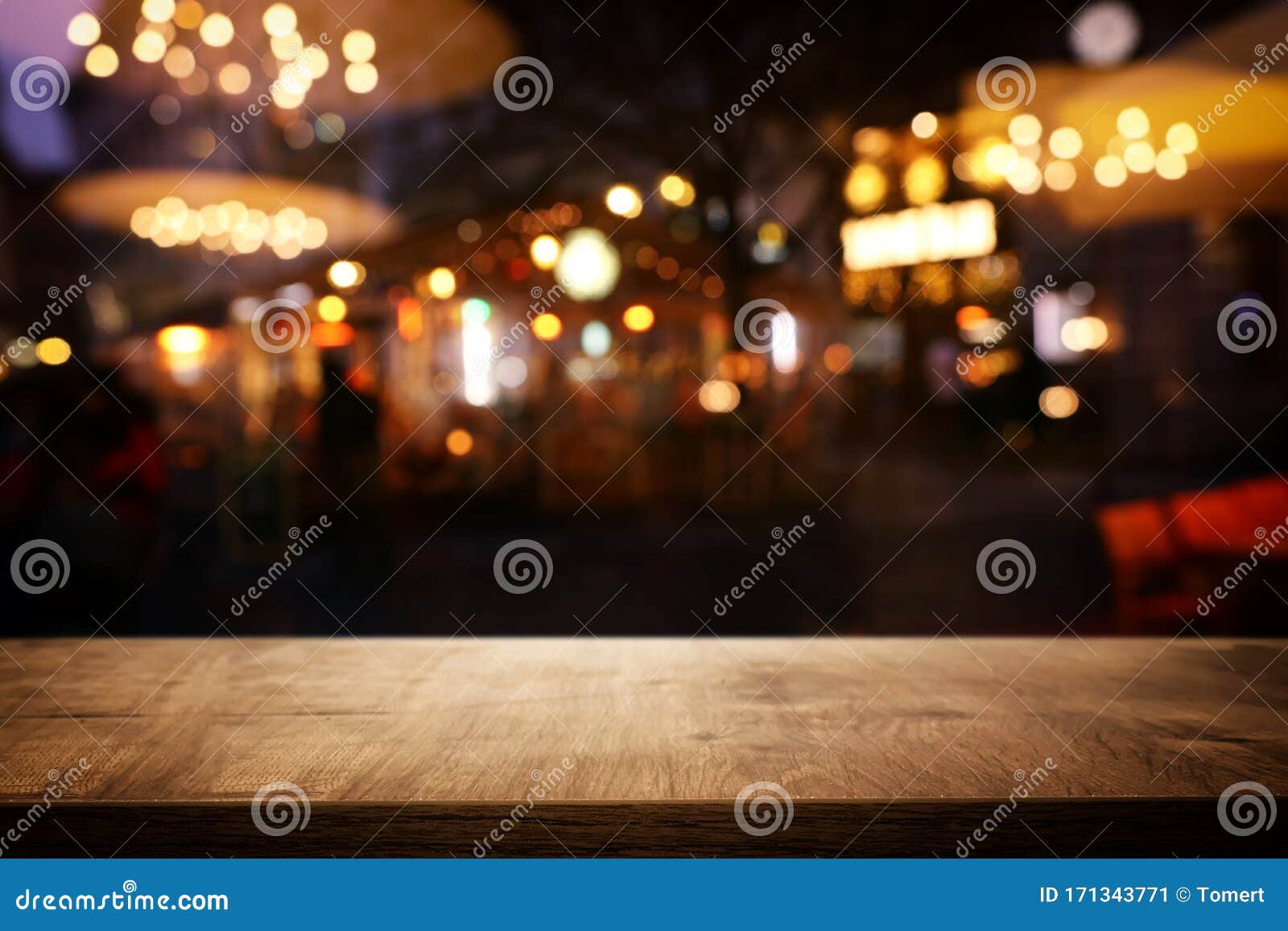 Background Image of Wooden Table in Front of Abstract Blurred ...