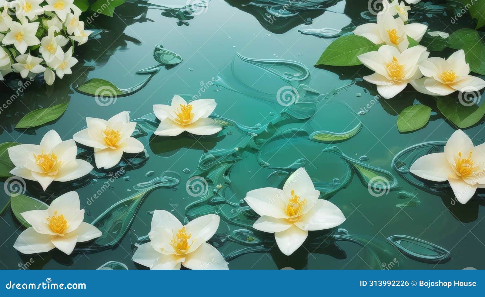 Background Jasmine Flower with Water. for Songkran Day in Thailand ...