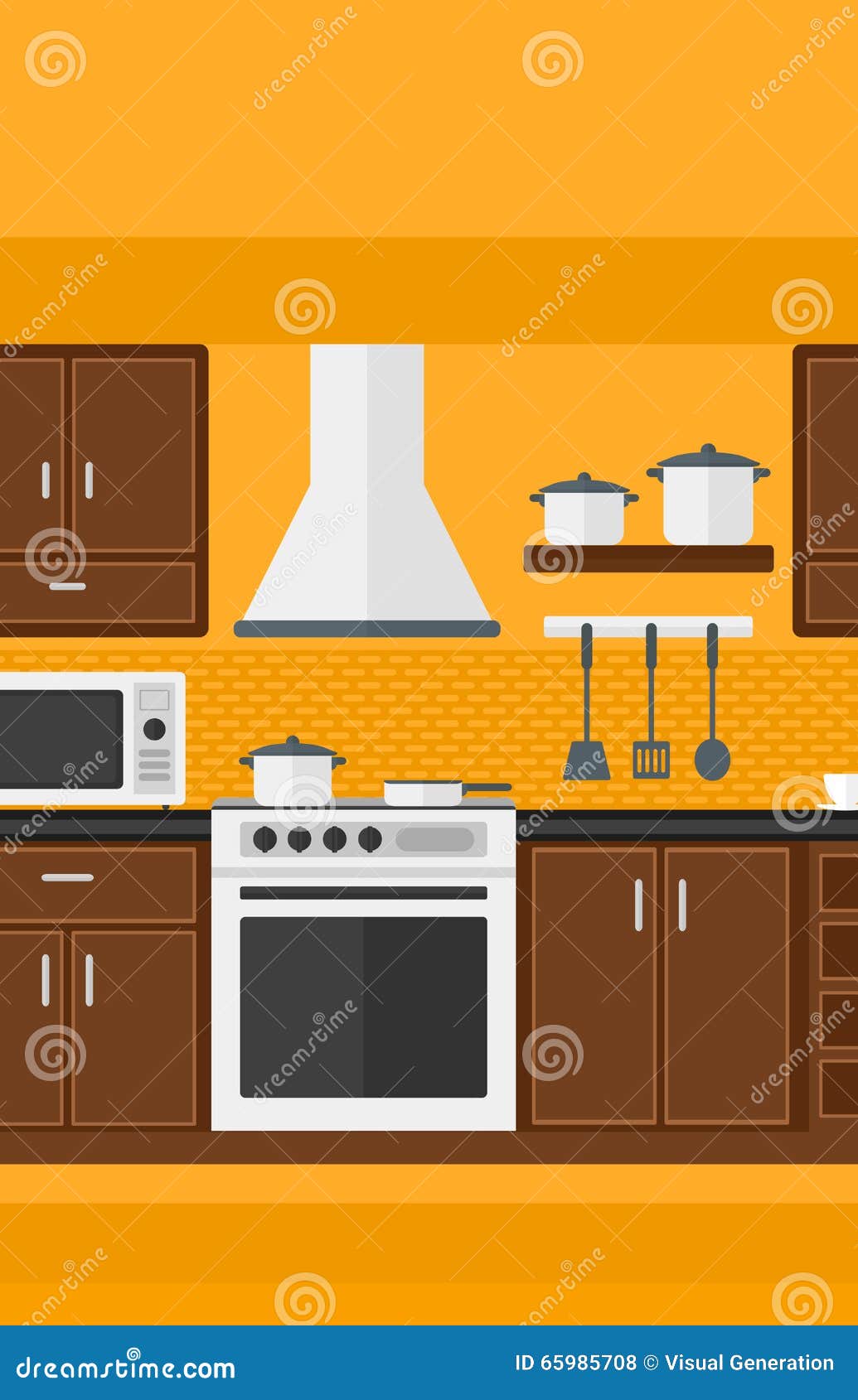 Background of Kitchen with Appliances. Stock Vector - Illustration of  background, inside: 65985708