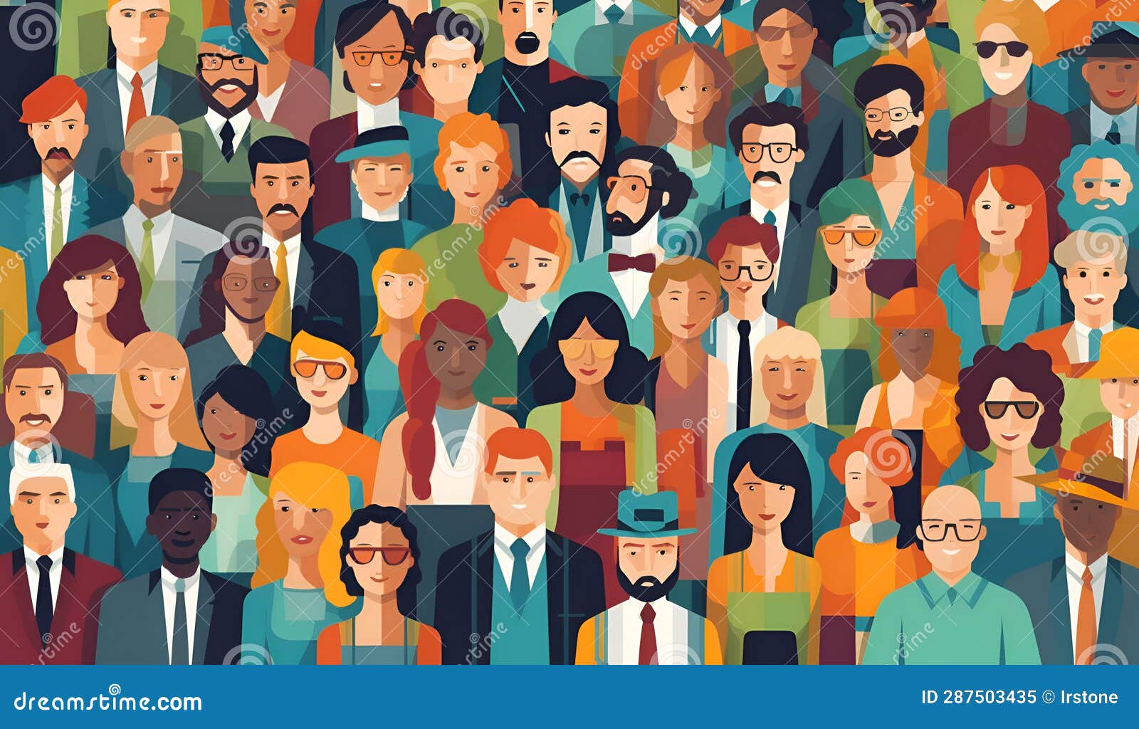 Background with Lots of Human Faces, Young, Professional, Different Age