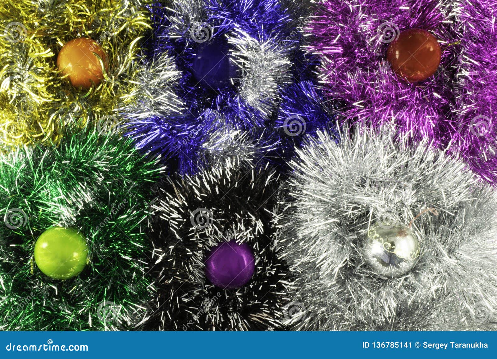 Background Made of Christmas Balls and Tinsel Stock Image - Image of ...