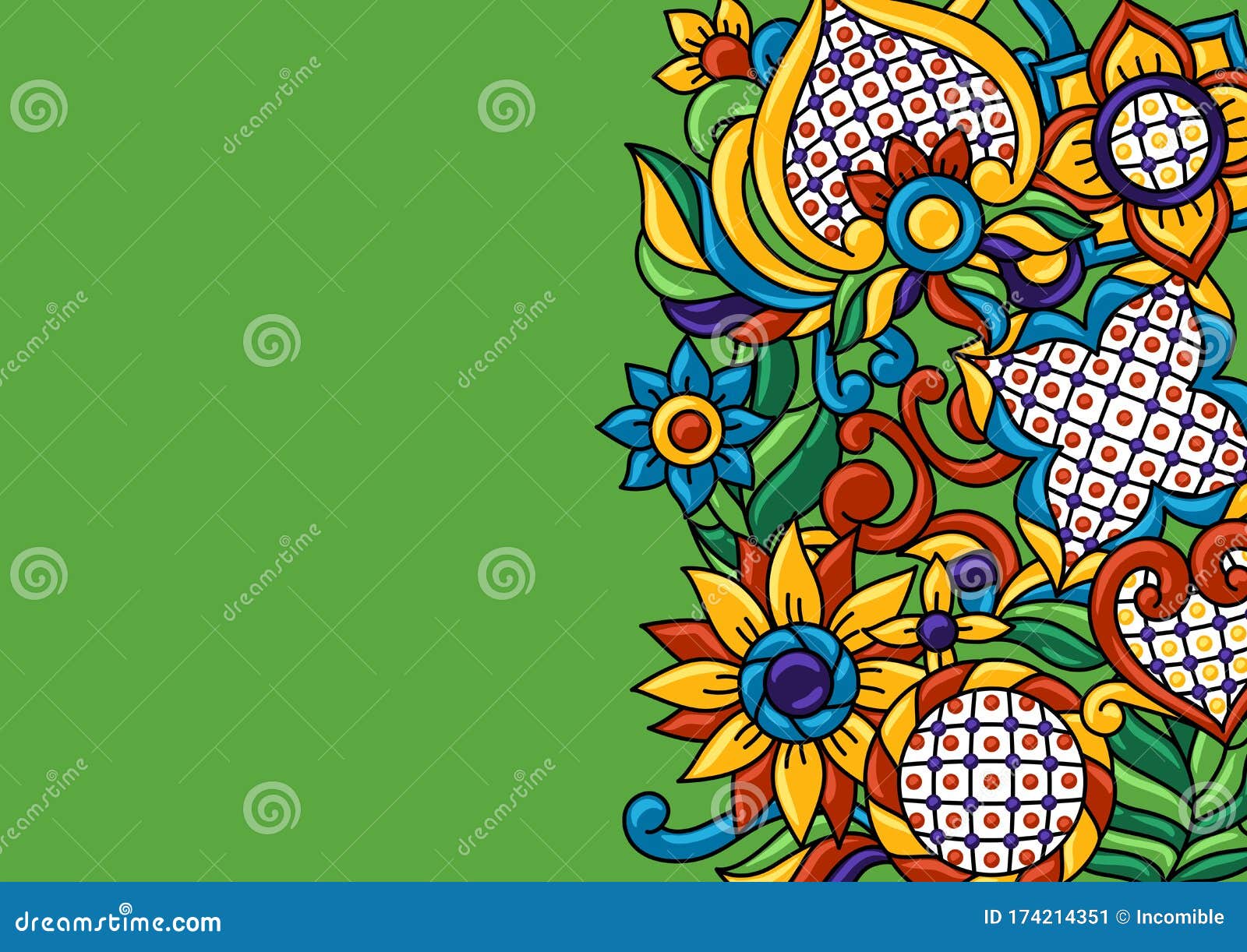 background with mexican talavera pattern. decoration with ornamental flowers.