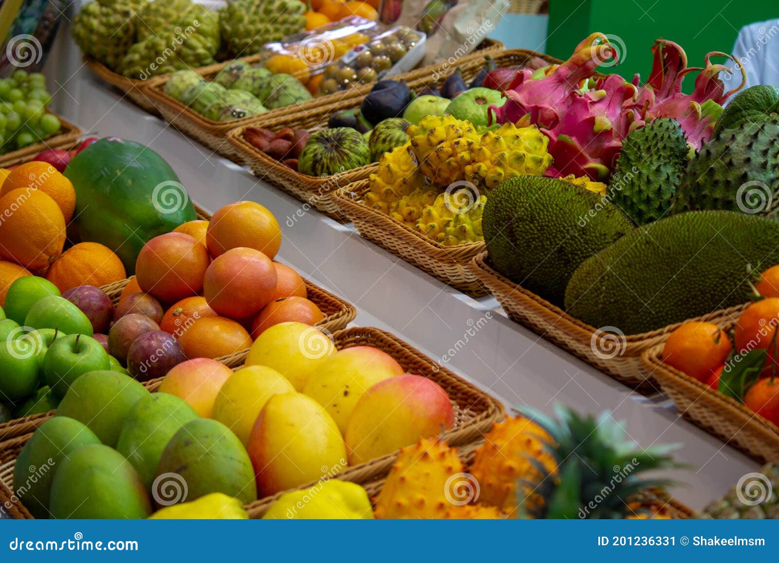 Background Mix of Assorted Fresh Fruits at a Shop for Sale Stock Image