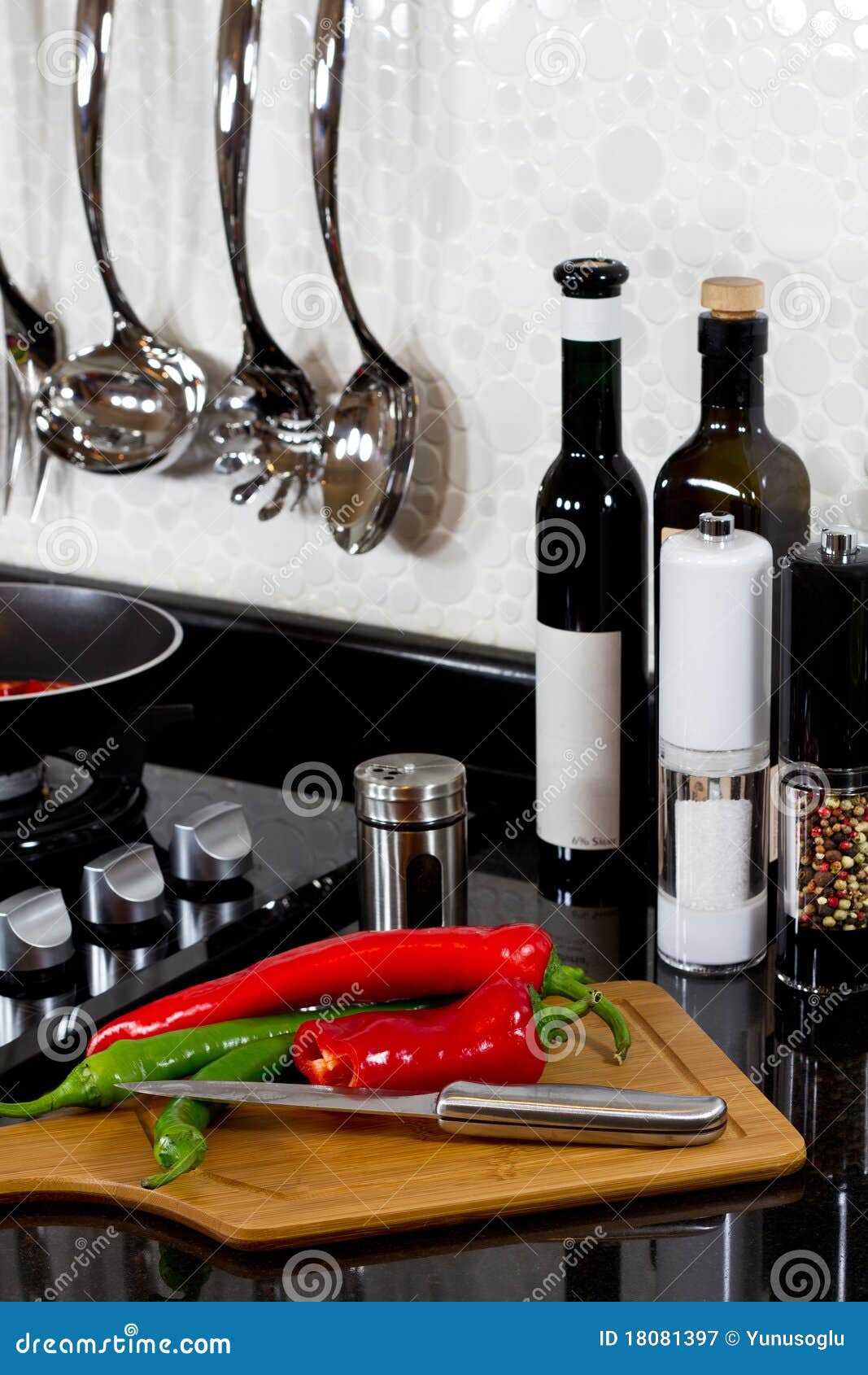 Background of Modern Kitchen and Cutting Board Stock Image Image of