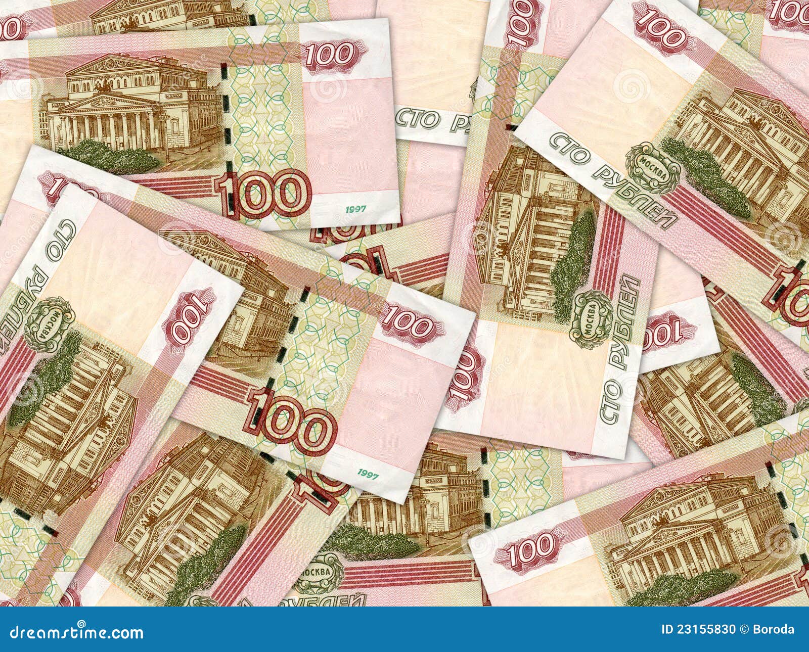 background of money pile 100 russian rouble bills