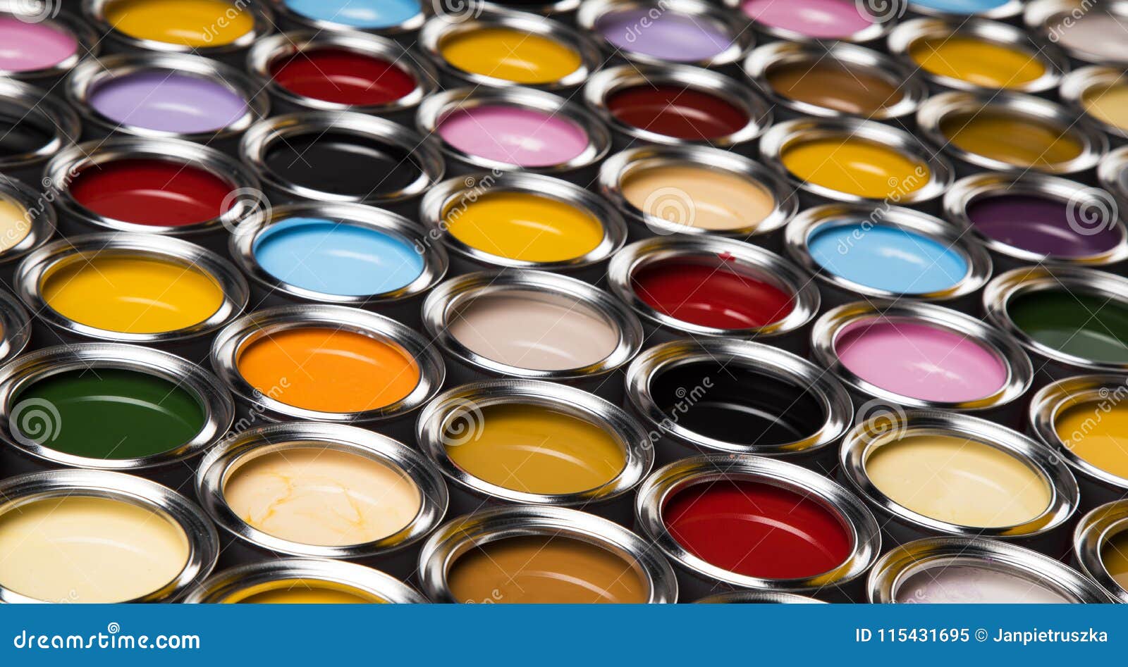 Buckets Full of Rainbow Colored Oil Paint Stock Image Image of decor